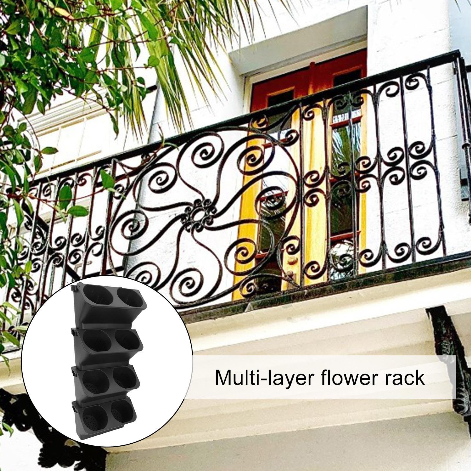 Pots de Fleurs Empilables - Set de 4 Pots Auto-Irrigants à Double Couche | Support à Intérieur Extérieur pour Balcon Jardin Terrasse | Décoration Maison et Outils de Jardinage
