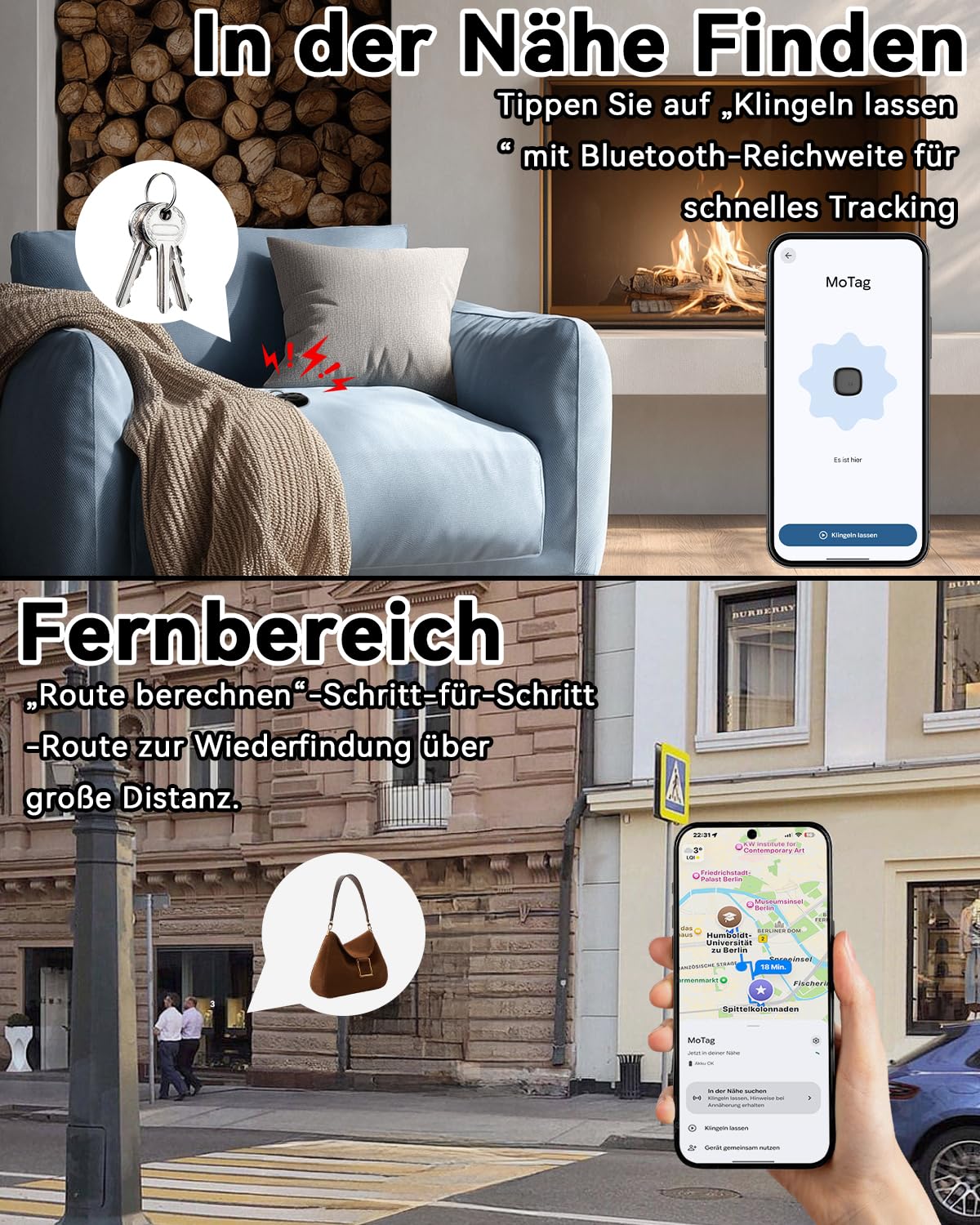 2 localizzatori GPS Android Smart Tag per Google Find Hub | Tracker Android senza abbonamento, Air Tracker per chiavi, valigia, bagagli, con custodia in silicone IP66 e batteria