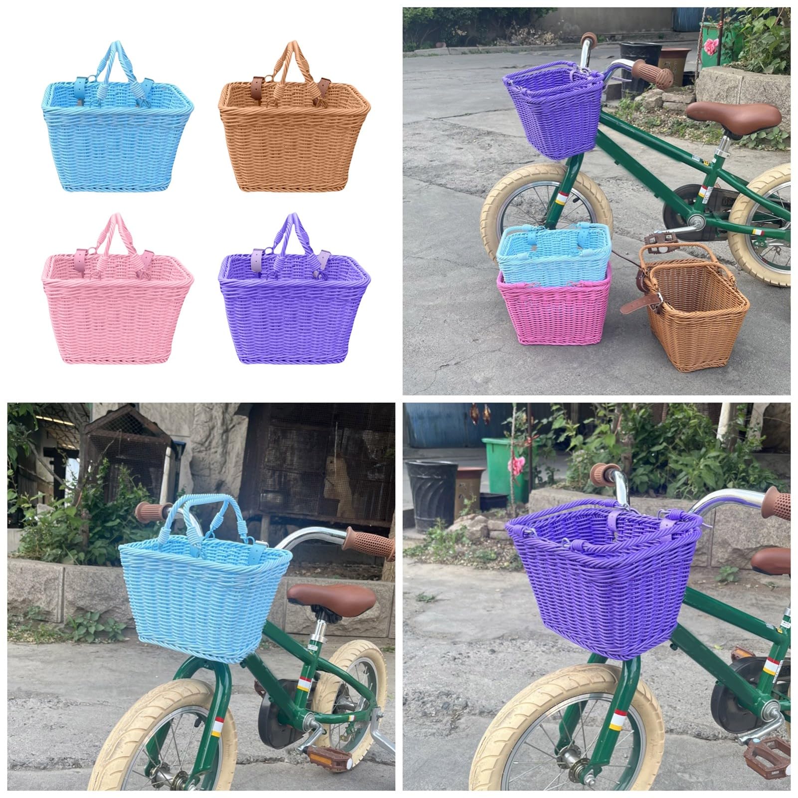 CHENZILIN Removable Kids Bicycles Basket Colorful Bike Front Handlebars Storage Basket for Front Bicycles Mounting