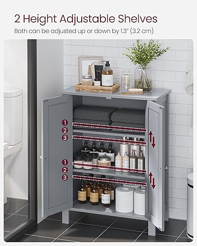Miniatura 4 de VASAGLE Floor Storage Cabinet, Freestanding Storage Unit with 2 Adjustable Shelves, for Bathroom Living Room Dining Kitchen, 11.8 x 23.6 x 31.5