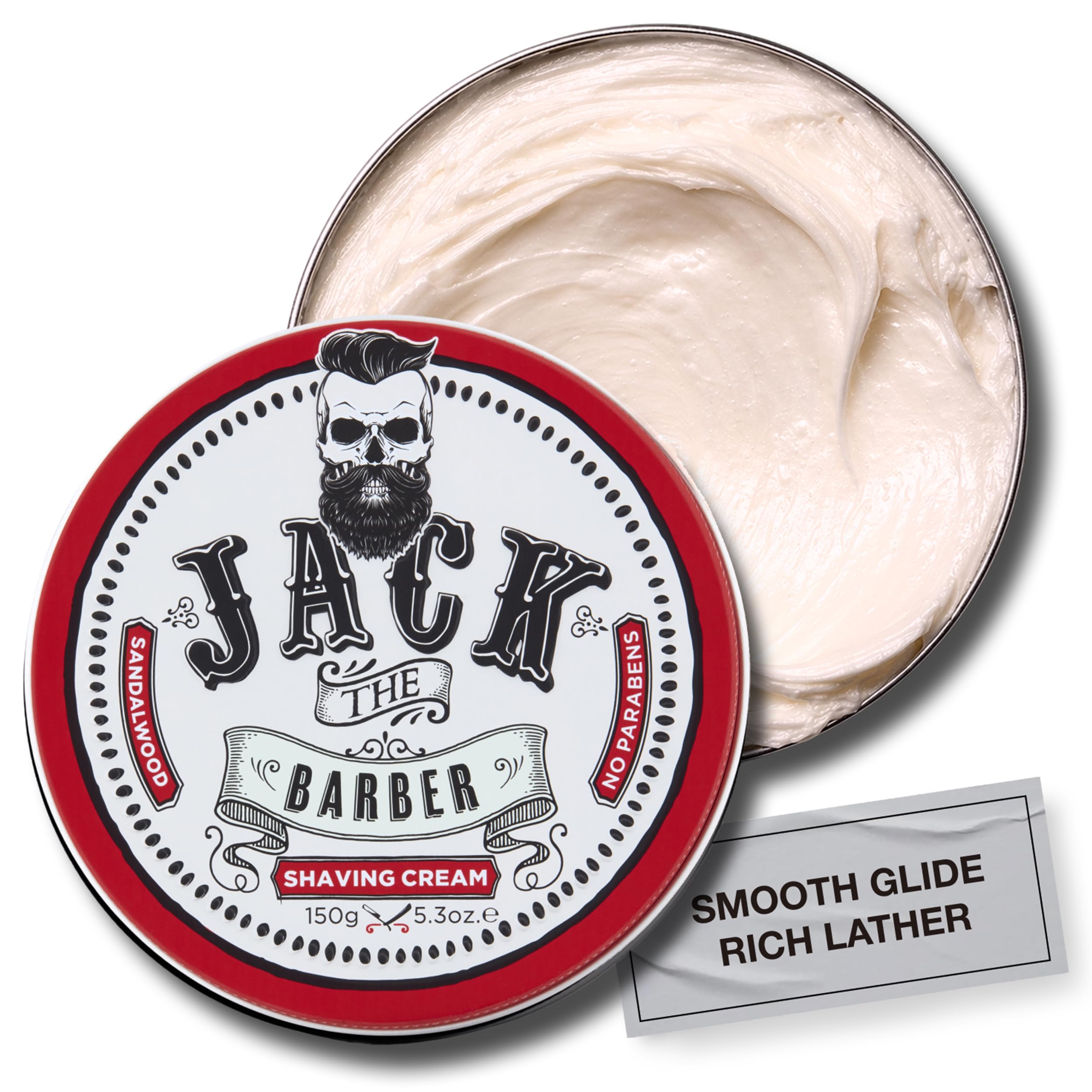 Jack the Barber Shaving Cream for Men, Sandalwood Scent,150g