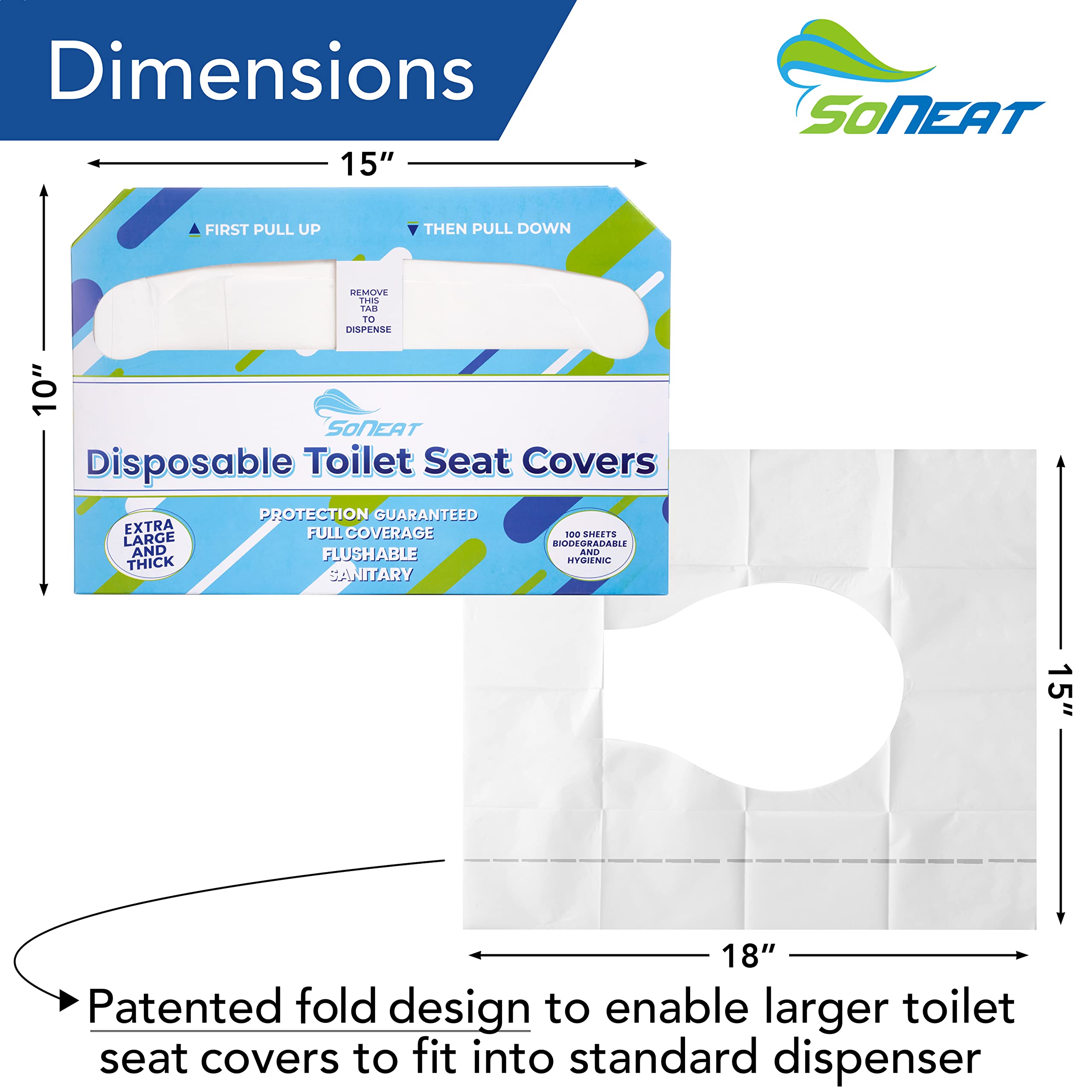 Disposable Toilet Seat Covers XL Half Fold Flushable – 200 Sheets