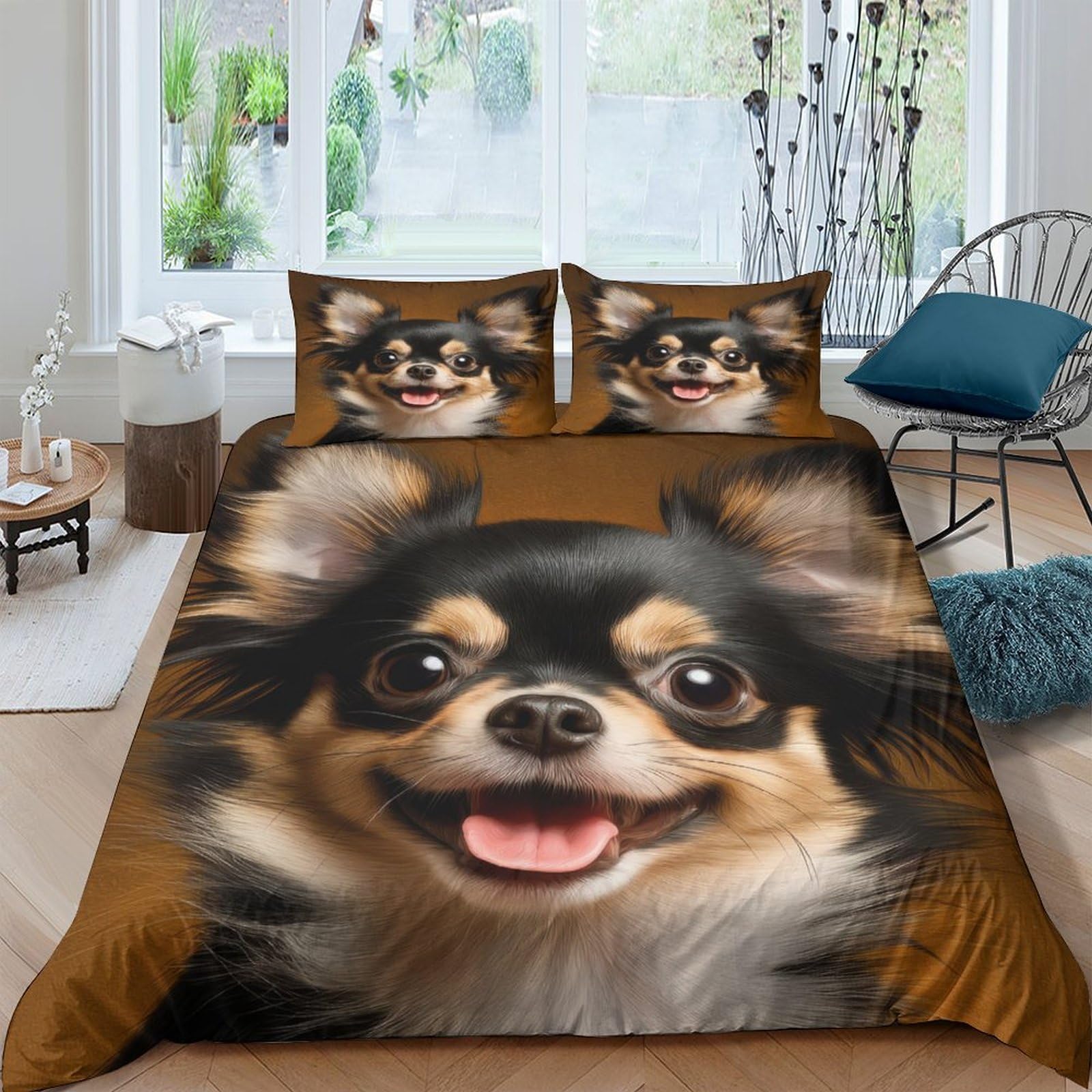 Ctjqhvkz Style-9 3D Printed Cute Dog Fitted Sheet Microfiber Soft Brown Puppy Bed Sheet Anti-Slip For Bedroom Guestroom Decor Single（135X200cm）