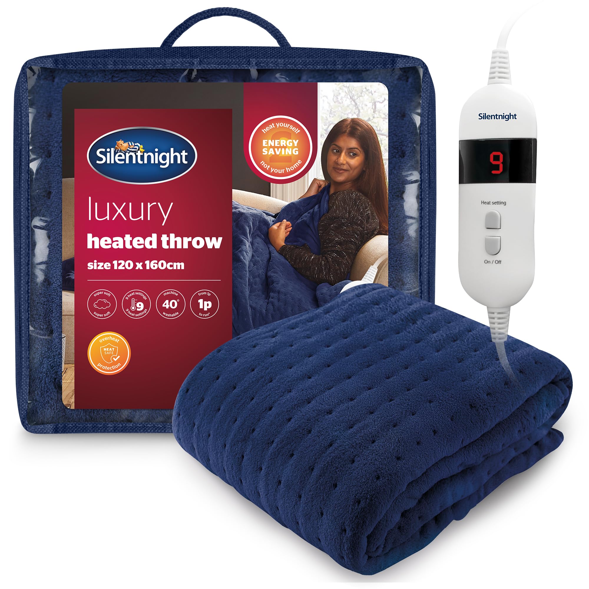 Silentnight Comfort Control Heated Throw Blanket - Luxury Fleece Electric Heated Overblank...