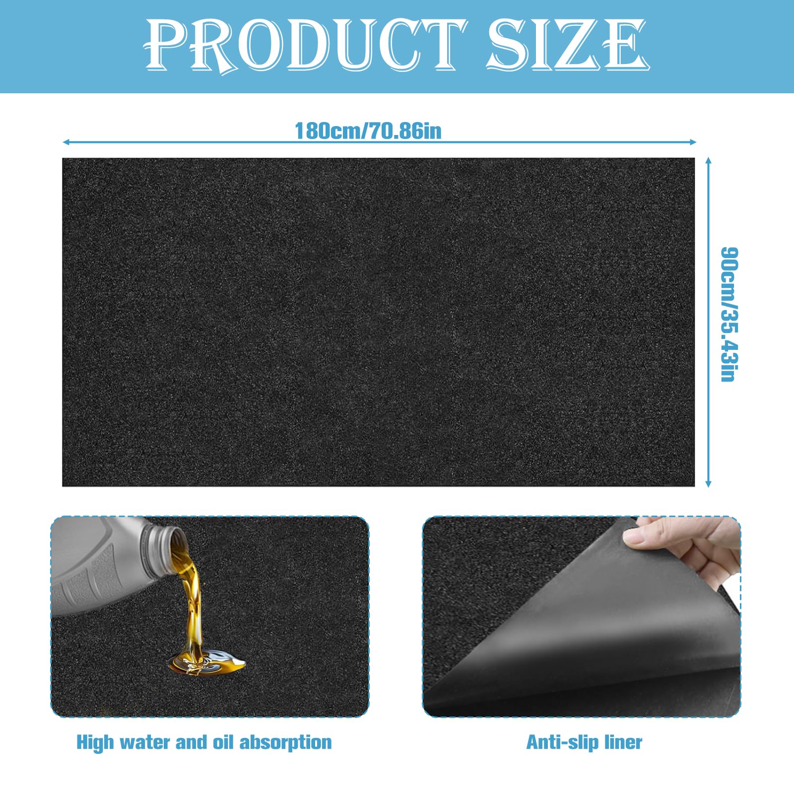 Ölauffangmatte,Öl-Auffangmatte Clean Max,Garagenmatte 90x180cm,Robuste Ölbindemittel,Garagenbodenmatte Autoölmatte,Ölmatte Garagenbodenmatte Auto,Motorrad Garage Ölbindemittel Strapazierfähige