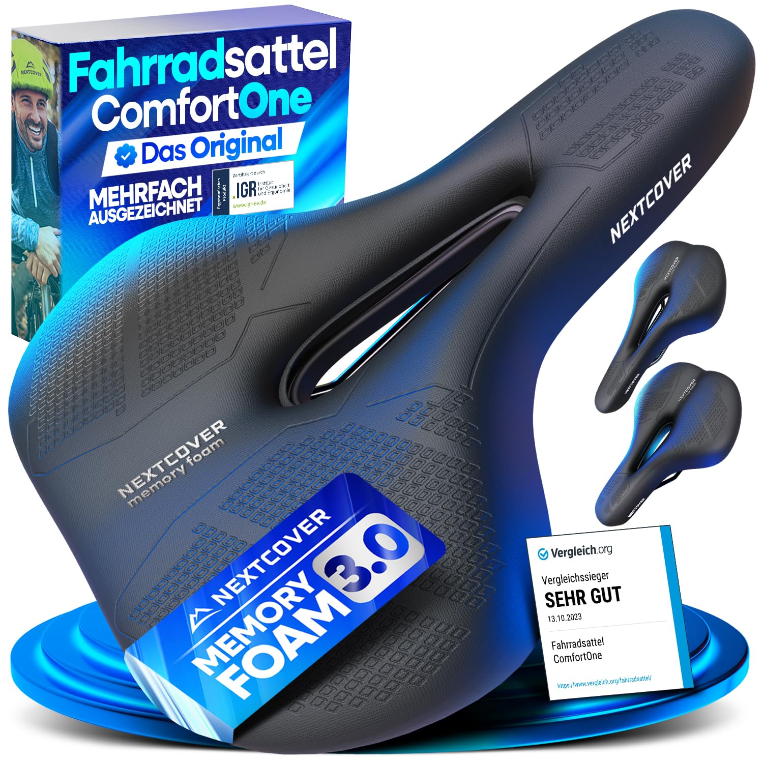 NEXTCOVER Fahrradsattel – Das Original mit Memory Foam 2.0