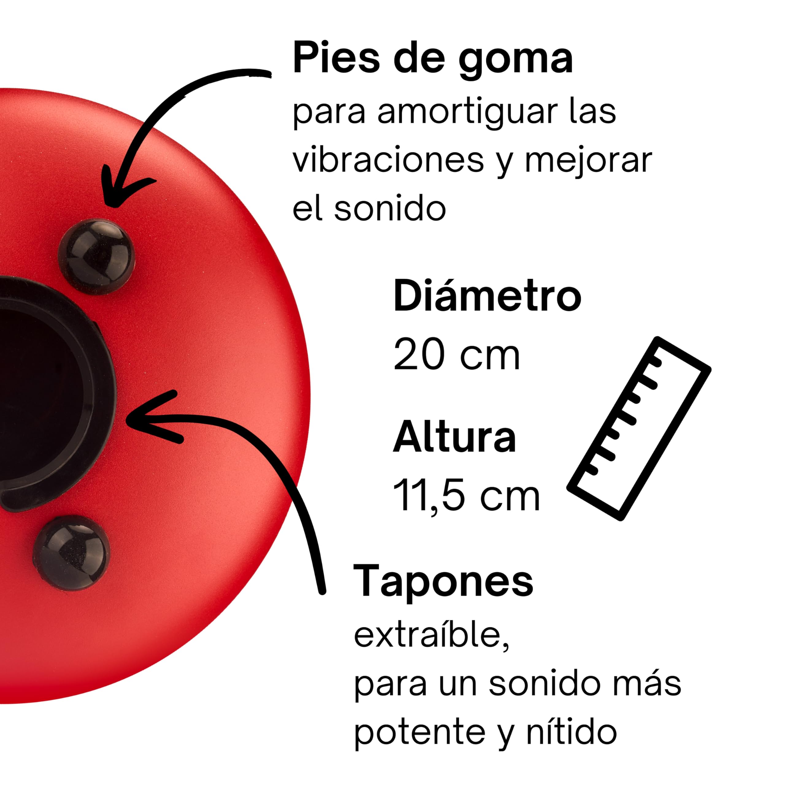 Tongue Drum “Standard C mayor” en rojo - diámetro 20cm y 8 notas. Steelpan con libro de música, bolsa y mallets. Instrumento de percusión Handpan para niños y adultos - Para meditación y yoga