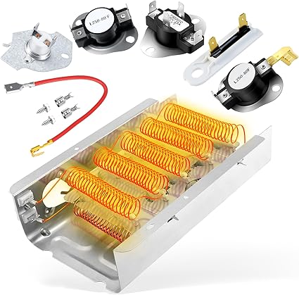 Upgraded 279838 W10724237 Dryer Heating Element fit for Whirlpool Amana Maytag Kenmore Roper Admiral Dryer Parts WED4815EW1 MEDC215EW1 MEDX655DW1 NED4655EW1 NED4600YQ1 RED4516FW0 3403585 LUXRILIX