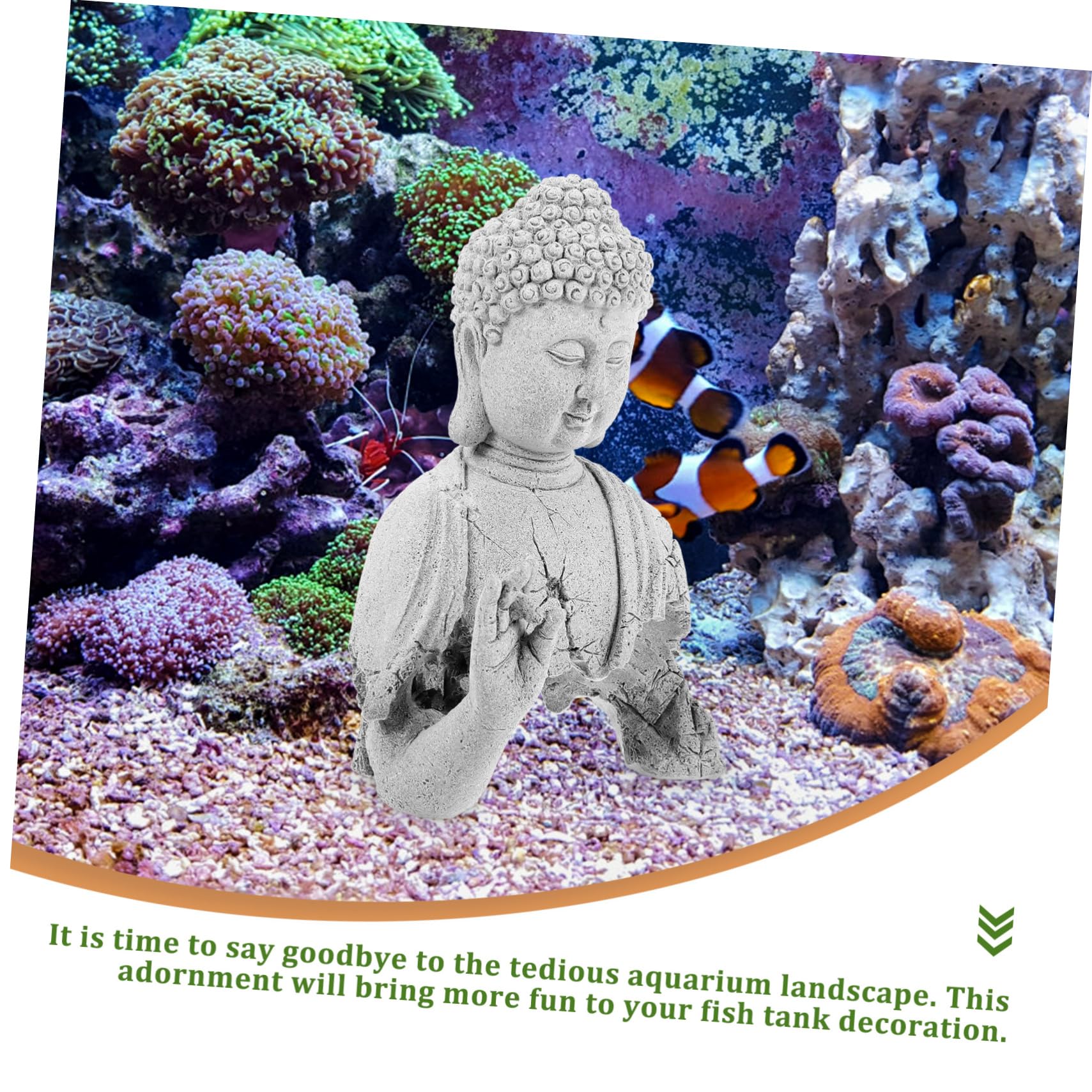 Toyvian Statue de Bouddha pour Aquarium Décoration pour Poisson Sculpture Ancienne Accessoire pour Aquariums et Décor de Jardin