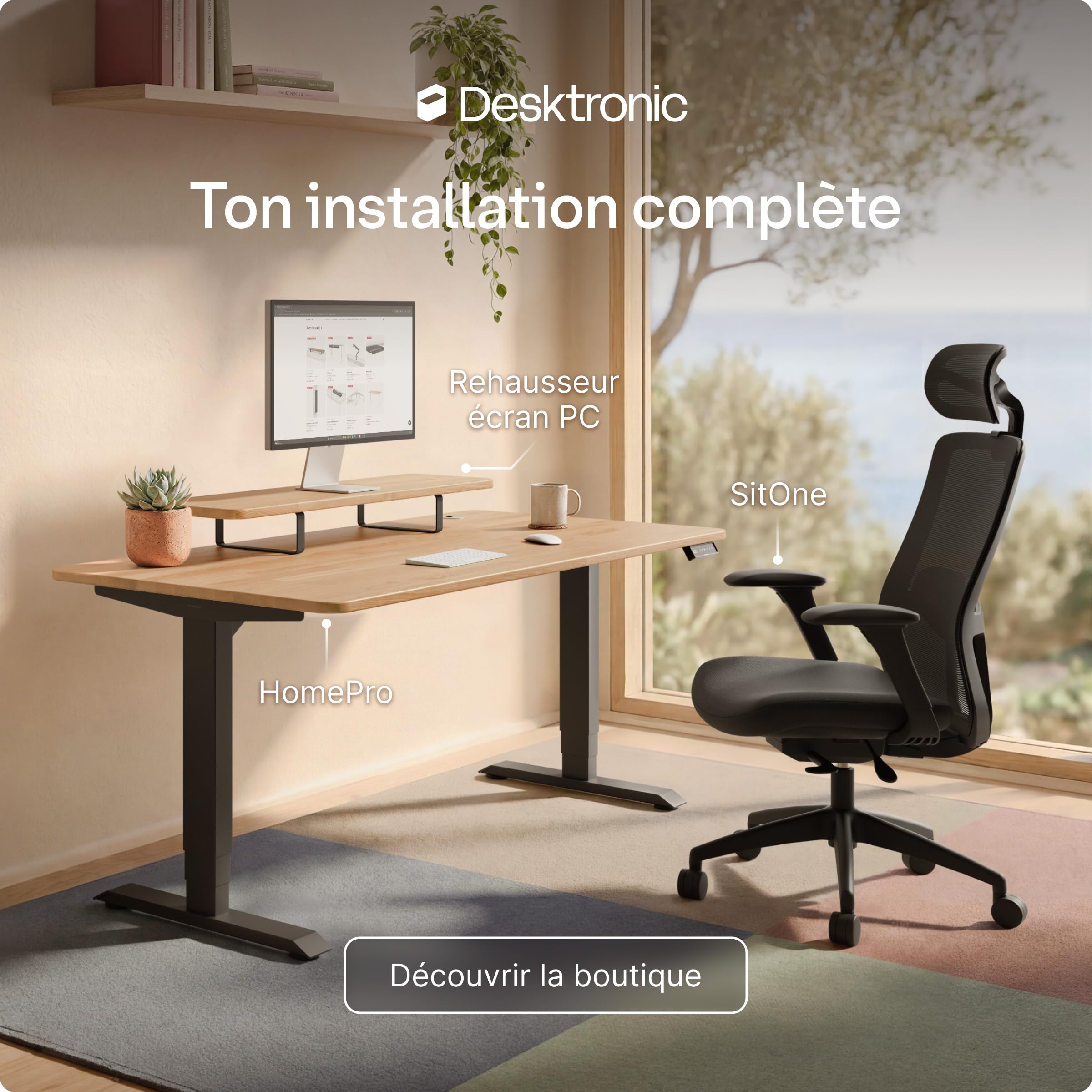 Desktronic Chaise de Bureau Ergonomique réglable Chaise de Bureau avec Appui-tête, accoudoirs, Support Lombaire, réglages de la Hauteur - Maille Respirante