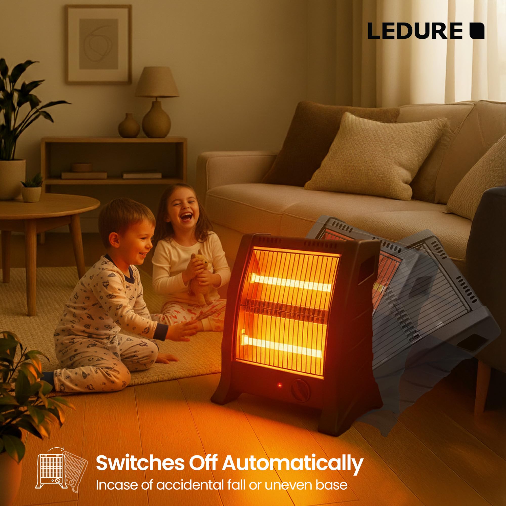 LEDURE Room Heater- 800W | Compact & Powerful Space Heater | Energy Efficient, Low Noise & Durable Design for Bedroom, Living Room, and Office | 1 Year Warranty 2