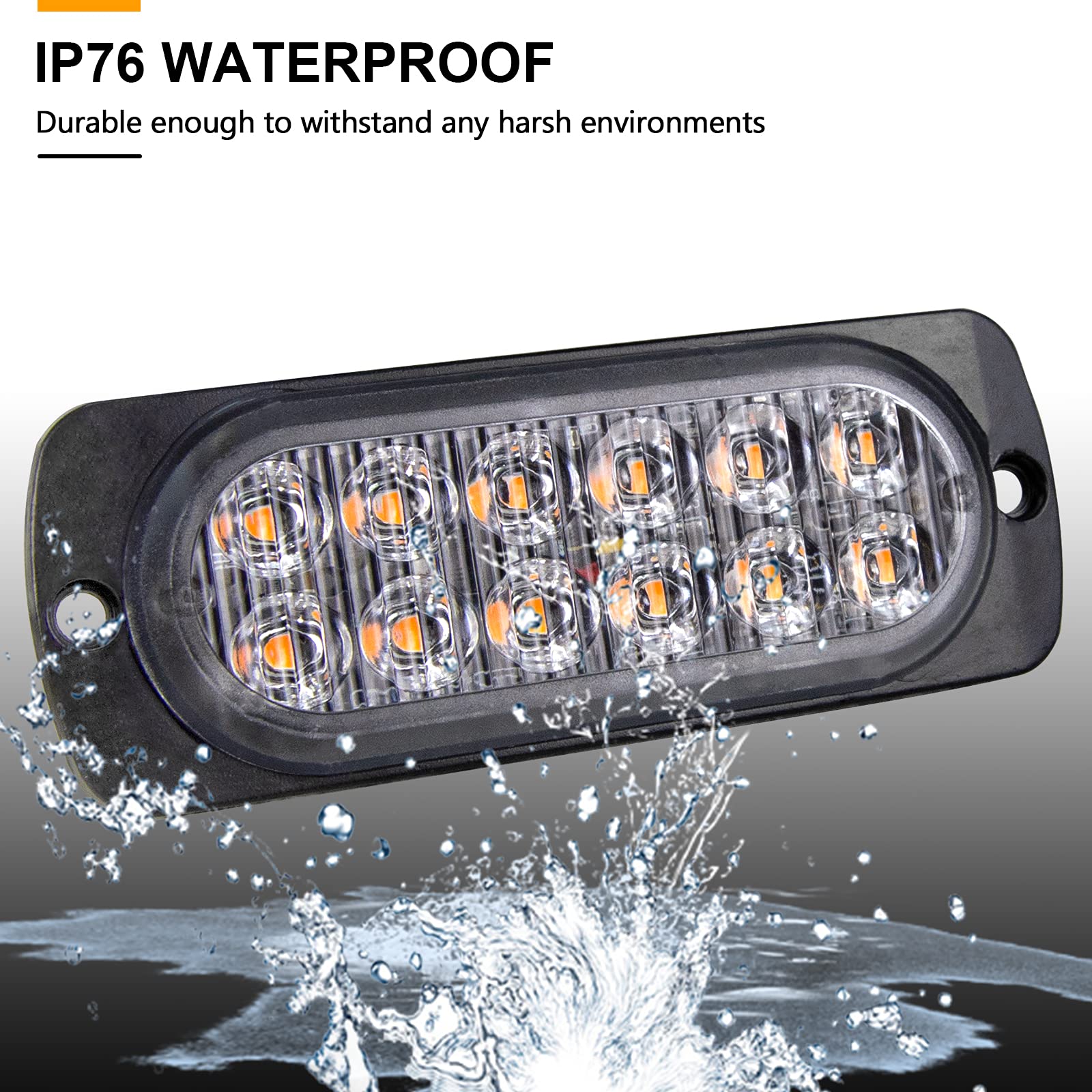 PICAA 10pz Ultra Thin 12LED Luci di Emergenza Ambra Hazard Lampeggiante Luce Stroboscopica Luce Universale per 12-24V Car Truck Trailer Camper Moto Furgone