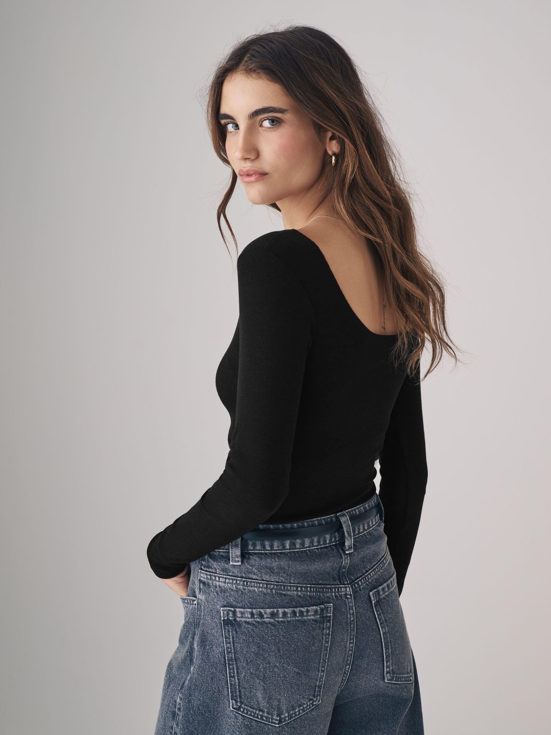 THE SET Donne Confezione da 3 body a coste con scollo rotondo | Standard, Realizzati in morbido tessuto a coste, Pull-On