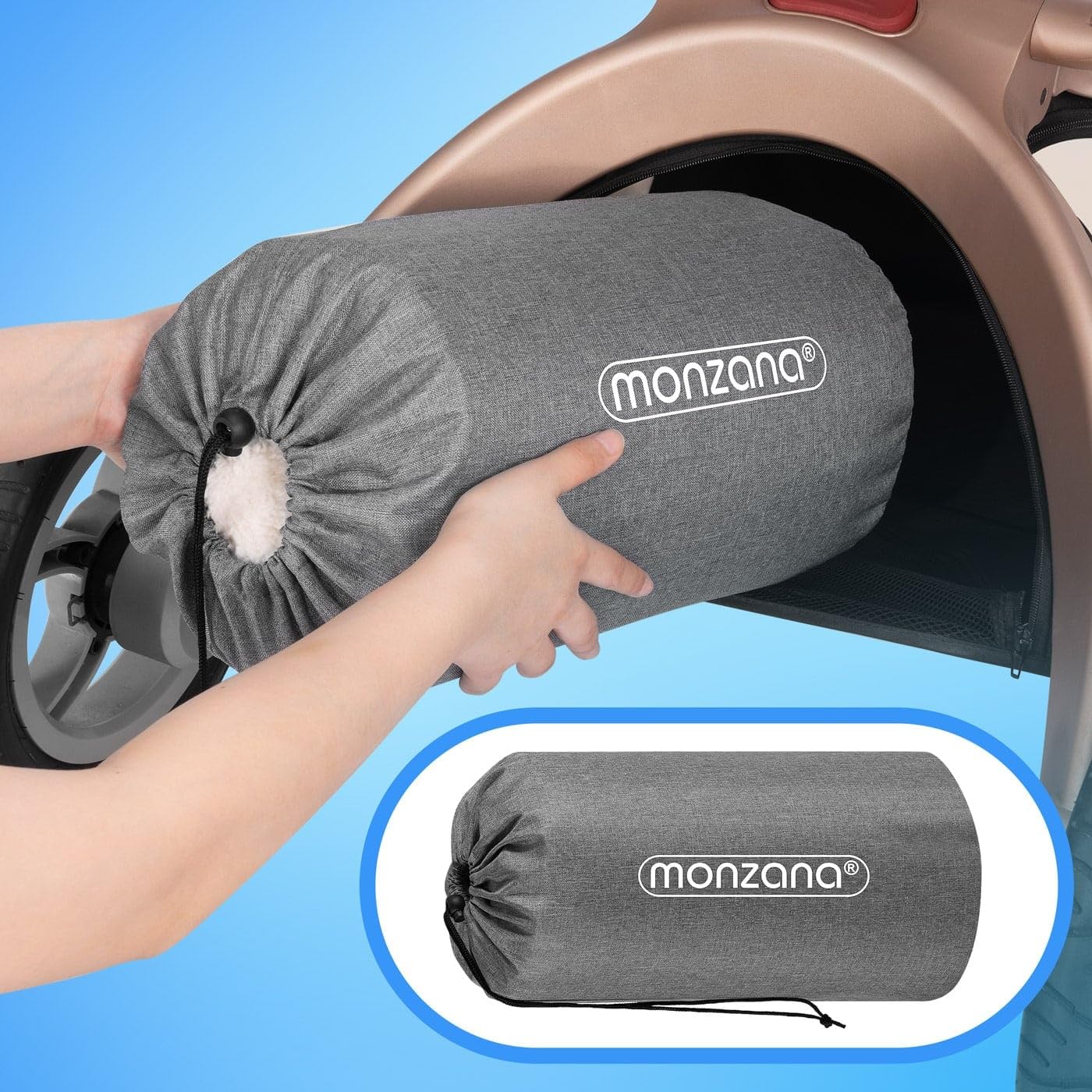 MONZANA® Fußsack für Kinderwagen Baby Winter mit Handwärmer Reflektoren Reißverschluss Buggy Waschbar Babyschale Schlafsack Kuschelig Dunkelgrün