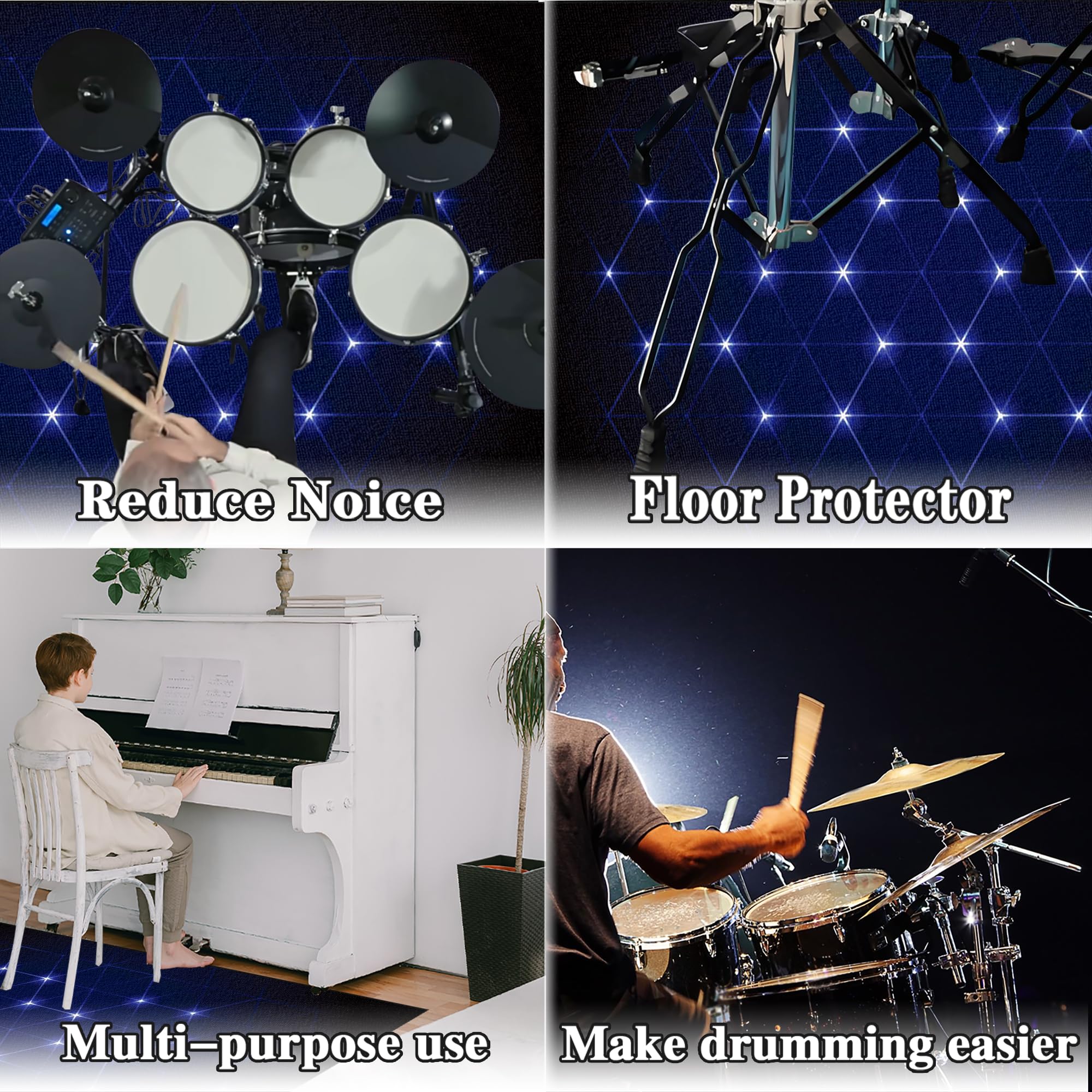 Dywan perkusyjny, antypoślizgowy, dźwiękoszczelny, mata do użytku wewnątrz i na zewnątrz, elektroniczny zestaw perkusyjny jazzowy, do bębna basowego, werbla, izolacja akustyczna, mata wygłuszająca