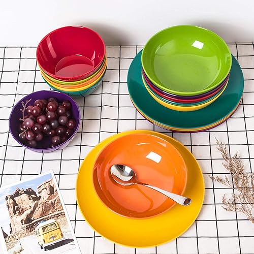 Miniatura 8 de KOXIN-KARLU Tazones de melamina de 6 pulgadas, cuencos de cereales de 26 onzas, juego de 6 unidades, multicolor, 100% melamina, aptos para