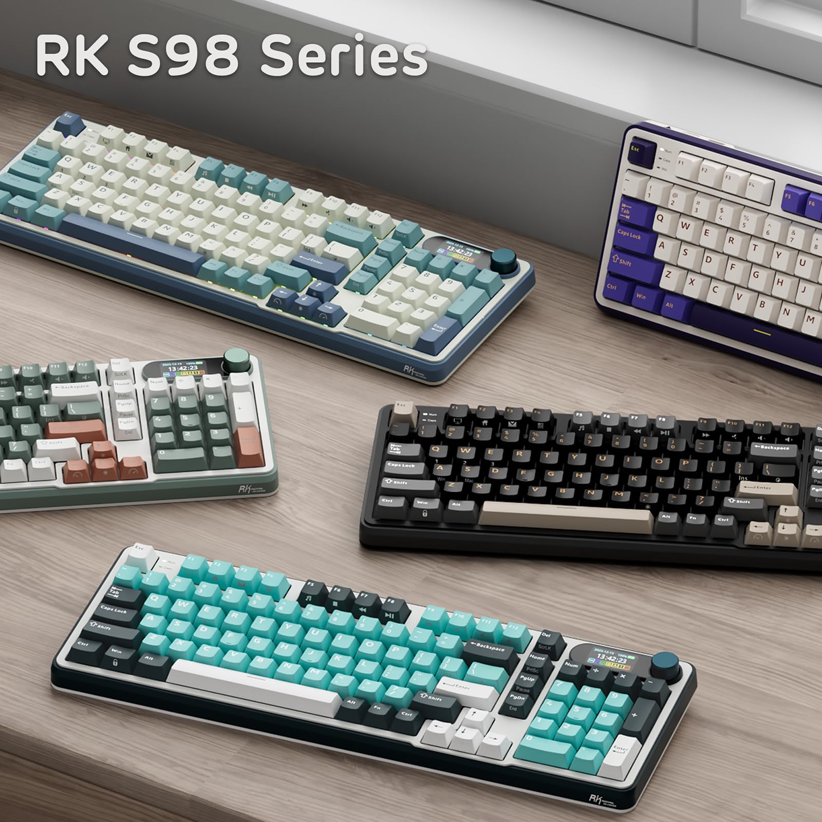 RK ROYAL KLUDGE S98 klawiatura mechaniczna wyświetlaczem Smart Display, konstrukcja typu top-mount, bezprzewodowa klawiatura BT/2,4GHz/USB-C, hot-swap, oprogramowanie, pojemny akumulator, QWERTY