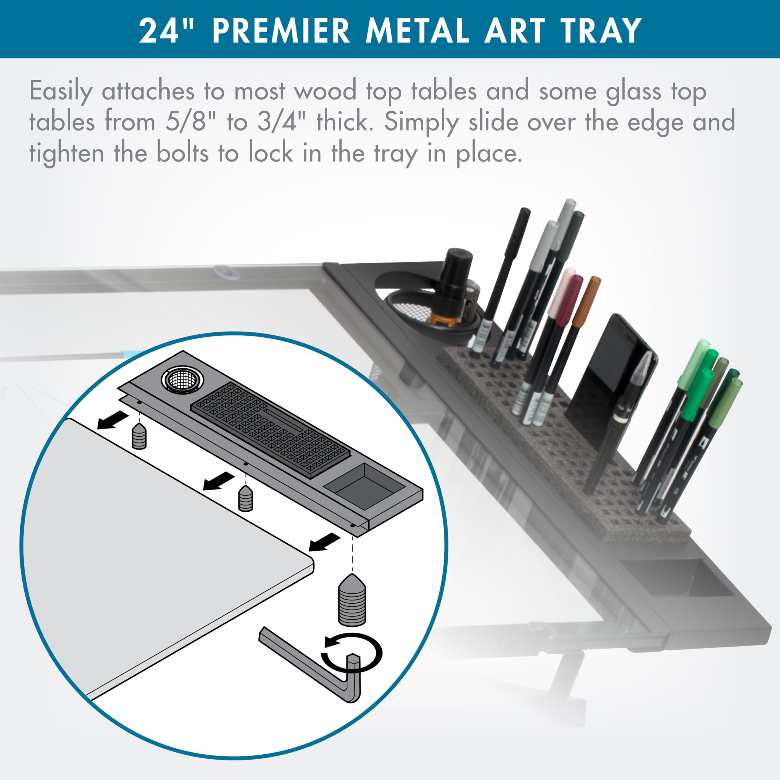 Studio Designs Art Tablett, Metall, anthrazit schwarz, 60 x 16,5 x 10 cm