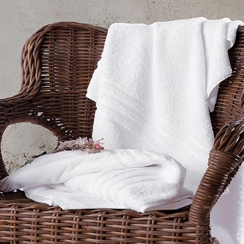 Miniatura 4 de Hawmam Linen Toallas de baño grandes jumbo, suaves y absorbentes, toallas de 100 % algodón prémium, 35 x 70 pulgadas, 2 unidades (color blanco)