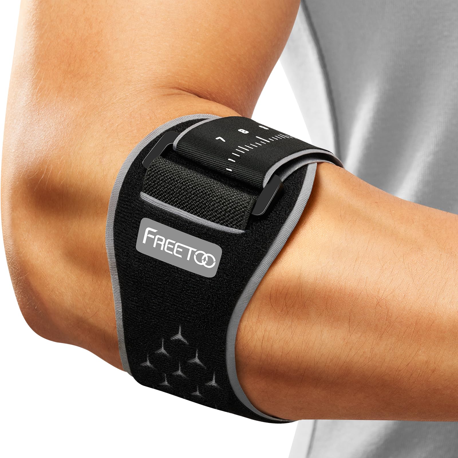 FREETOO Elbow Brace for Tendonitis and Tennis Elbow Brace for Men Women,Tennis Elbow Strap with Gel Pad for Lateral Epicondylitis,Forearm Brace for Pain Relief,Tennis Elbow Band for Golf(Grey,L/XL)
