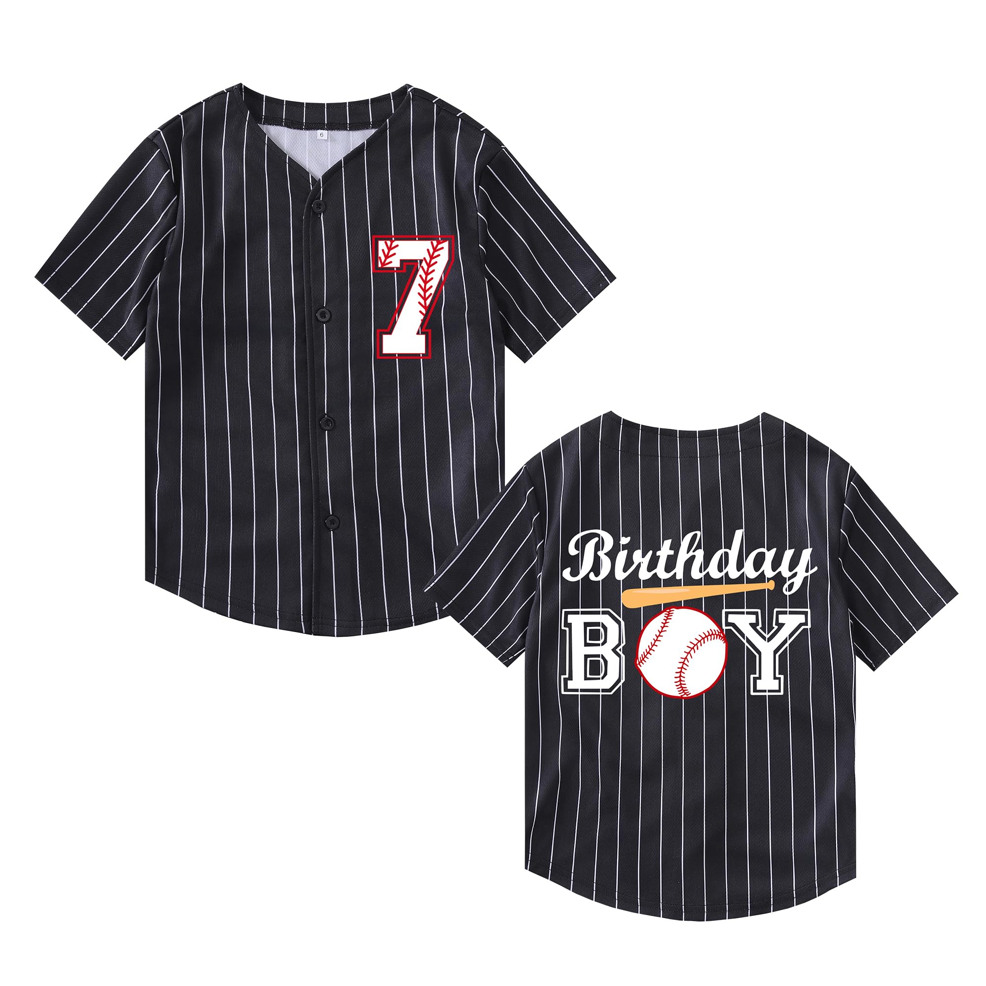 NICNZQI Kids Baseball Jersey Birthday Boy Shirt Birthday Outfit Personalized Sport Party Tee 7-10 Years Old
