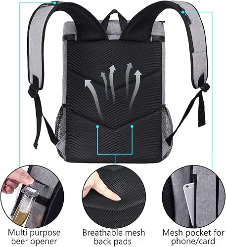 Miniatura 5 de FORICH - Mochila térmica suave, con aislamiento impermeable, a prueba de fugas, mochila portátil de tamaño pequeño para trabajar, almuerzo, viajes,