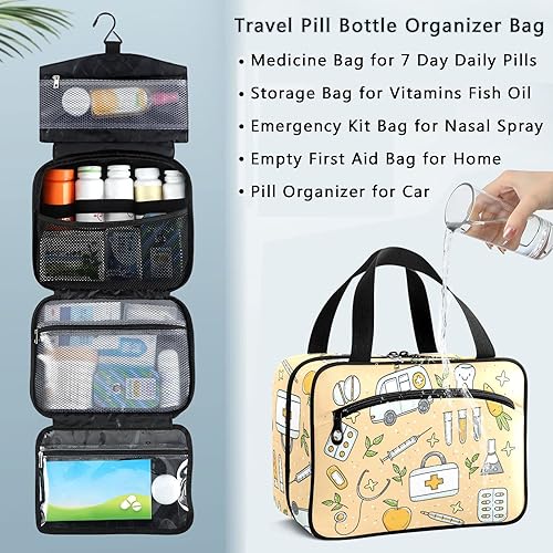 Miniatura 7 de Naanle Bolsa organizadora de pastillas de viaje, bolsa de almacenamiento de medicamentos para medicamentos diarios, vitaminas, suministros médicos,