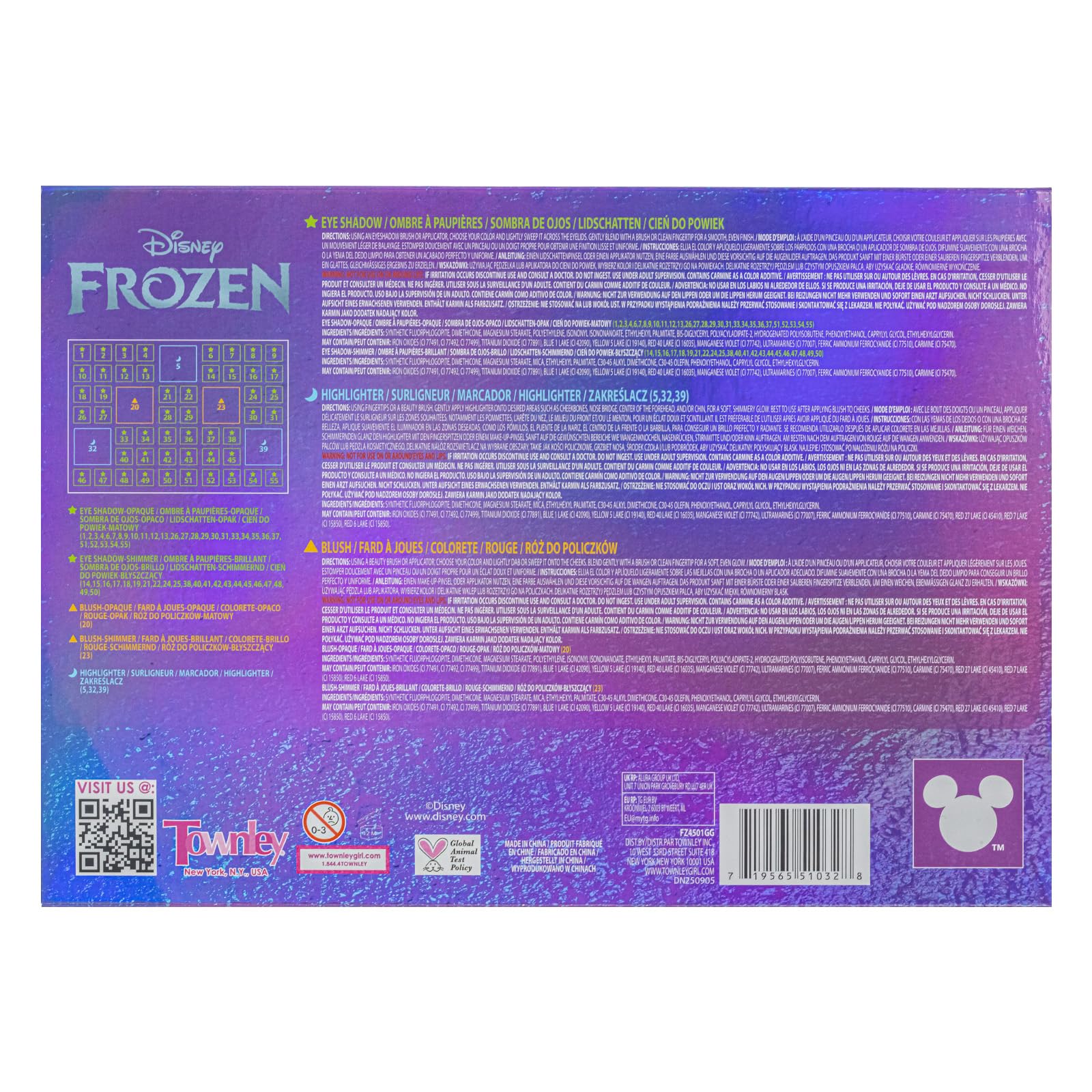Disney Frozen Palette Ombretti 55 Colori con Specchio