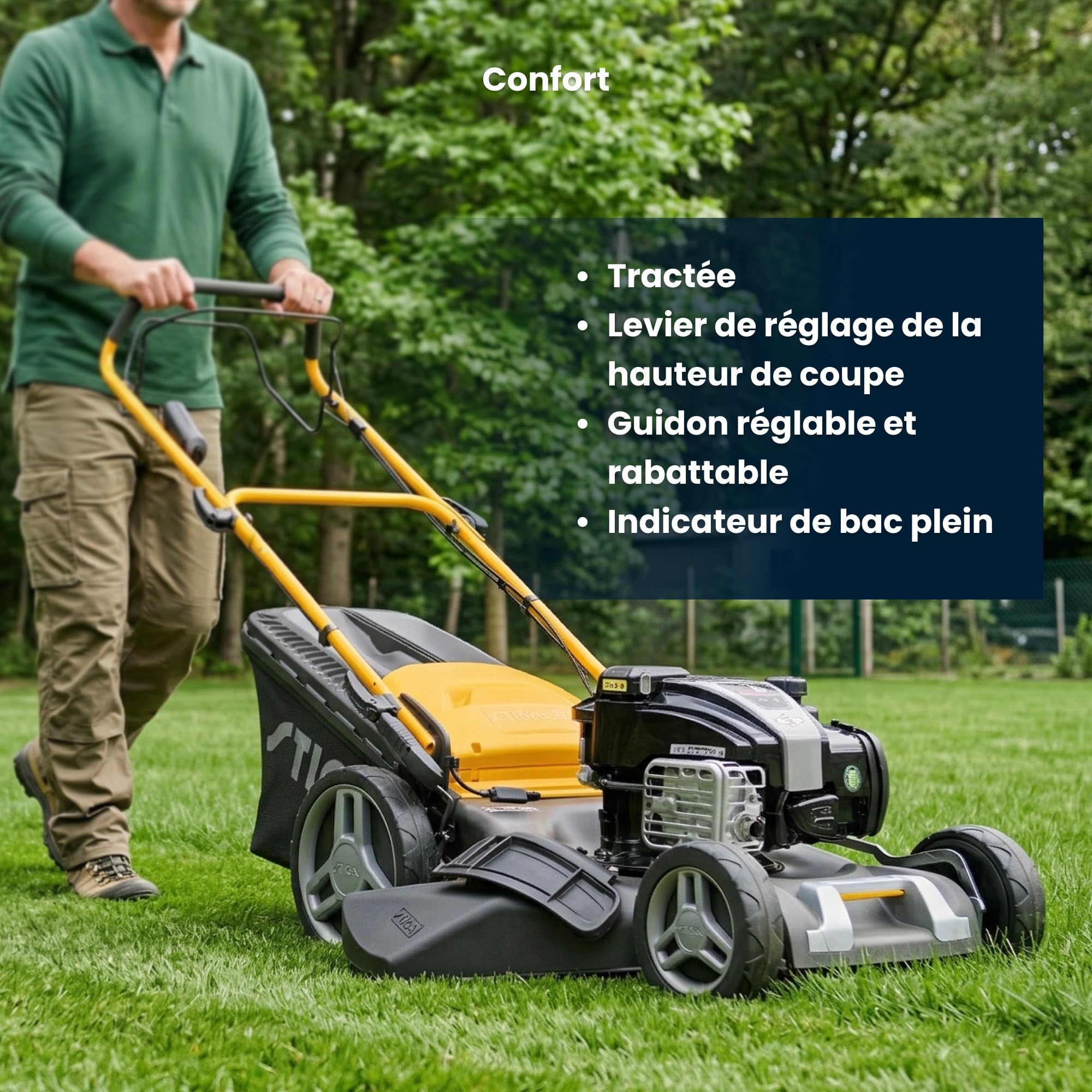 STIGA Tondeuse à Essence autoportée Combi 48 SEQ B MS – Largeur de Coupe 46 cm, Moteur Briggs & Stratton 150 CC, Bac Hybride 60L, Fonctionnalité 4-en-1 pour Jardins Jusqu’à 1200 m²