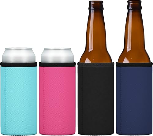 Miniatura 1 de TahoeBay Slim - Enfriadores de latas (4 unidades) de neopreno extra grueso de 0.197 in, fundas en blanco para latas y botellas de cerveza de cuello