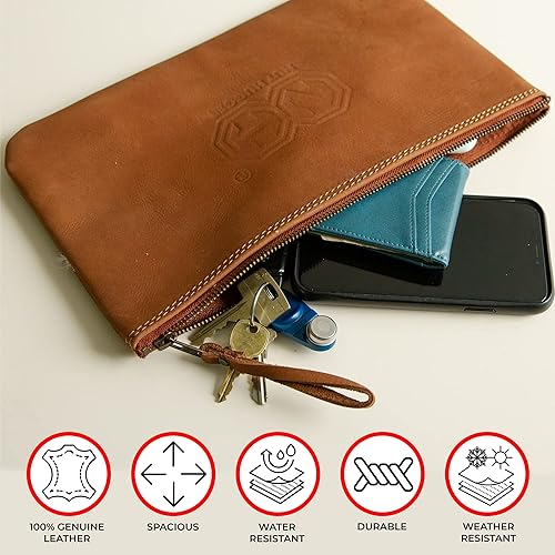 Miniatura 3 de Nut Hugger - Bolsa para herramientas, organizador multiusos de cuero, bolsa de mano para herramientas de mano, cremallera de latón resistente,