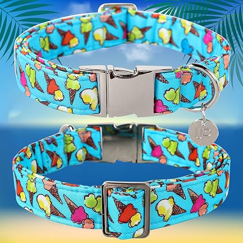 Miniatura 2 de UP URARA PUP Collar de algodón para perro de verano con hebilla de metal, collar de regalo para niñas o niños pequeños, medianos y grandes, lindos