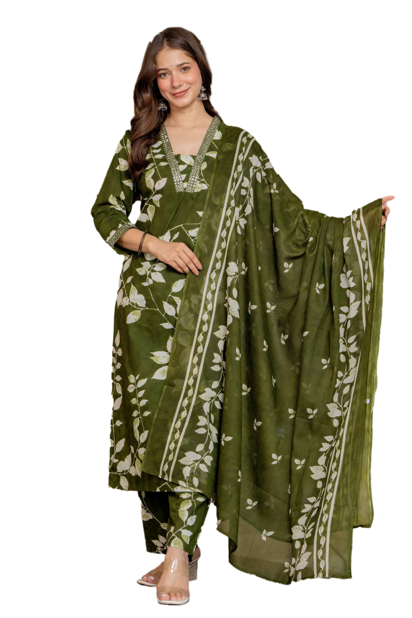 parthvi Women's Pure Cotton Straight Kurta Set with Palazzo Pants & Dupatta|Ethnic wear|Kurta Set for Women-picture-46