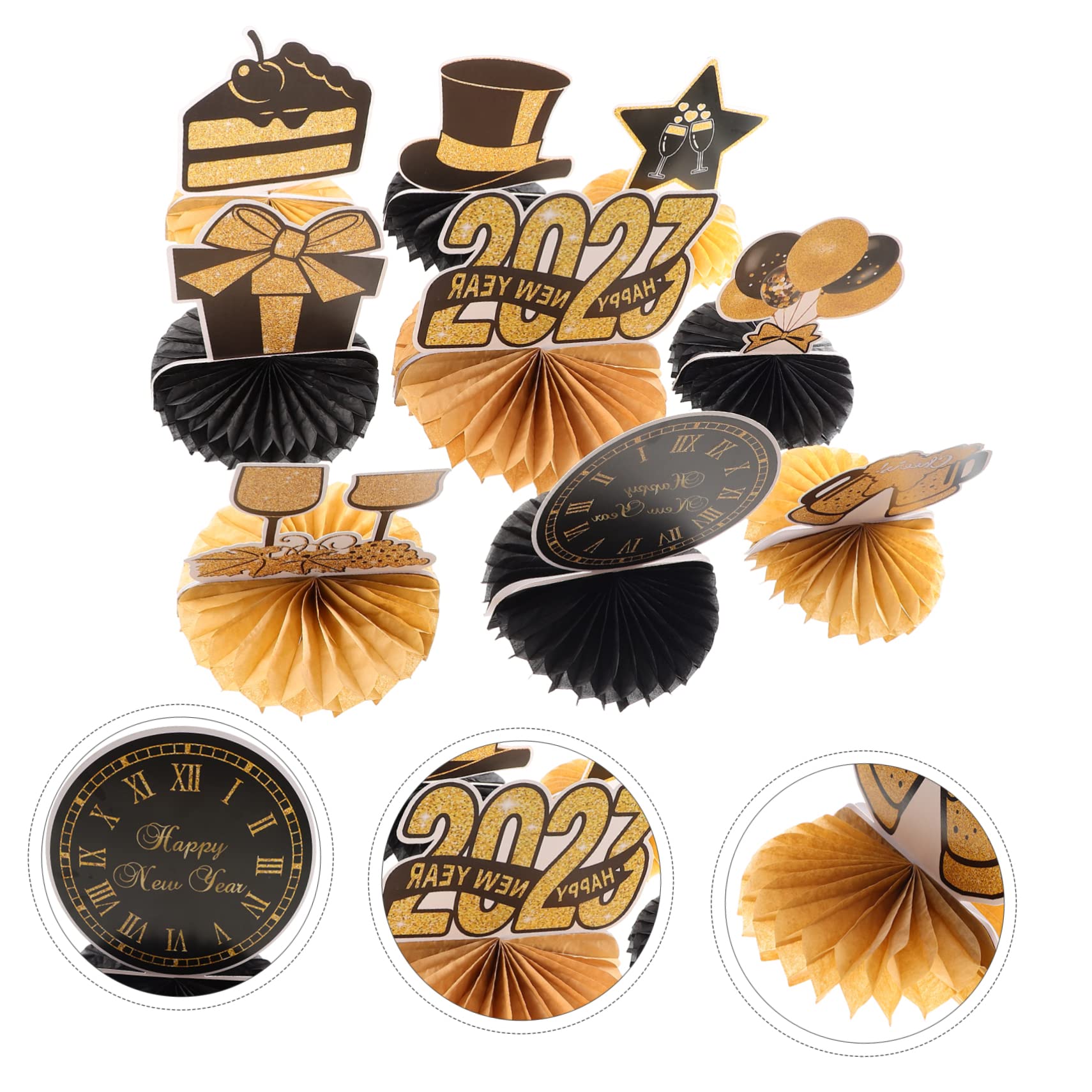 Cabilock 5 Sätze Dekoration des neuen Jahres Tafelaufsätze zum Mondneujahr Glitzer-Waben-Mittelstück Tischdekoration office party Waben-Mittelstücke für die Silvesterparty Partydekorationen