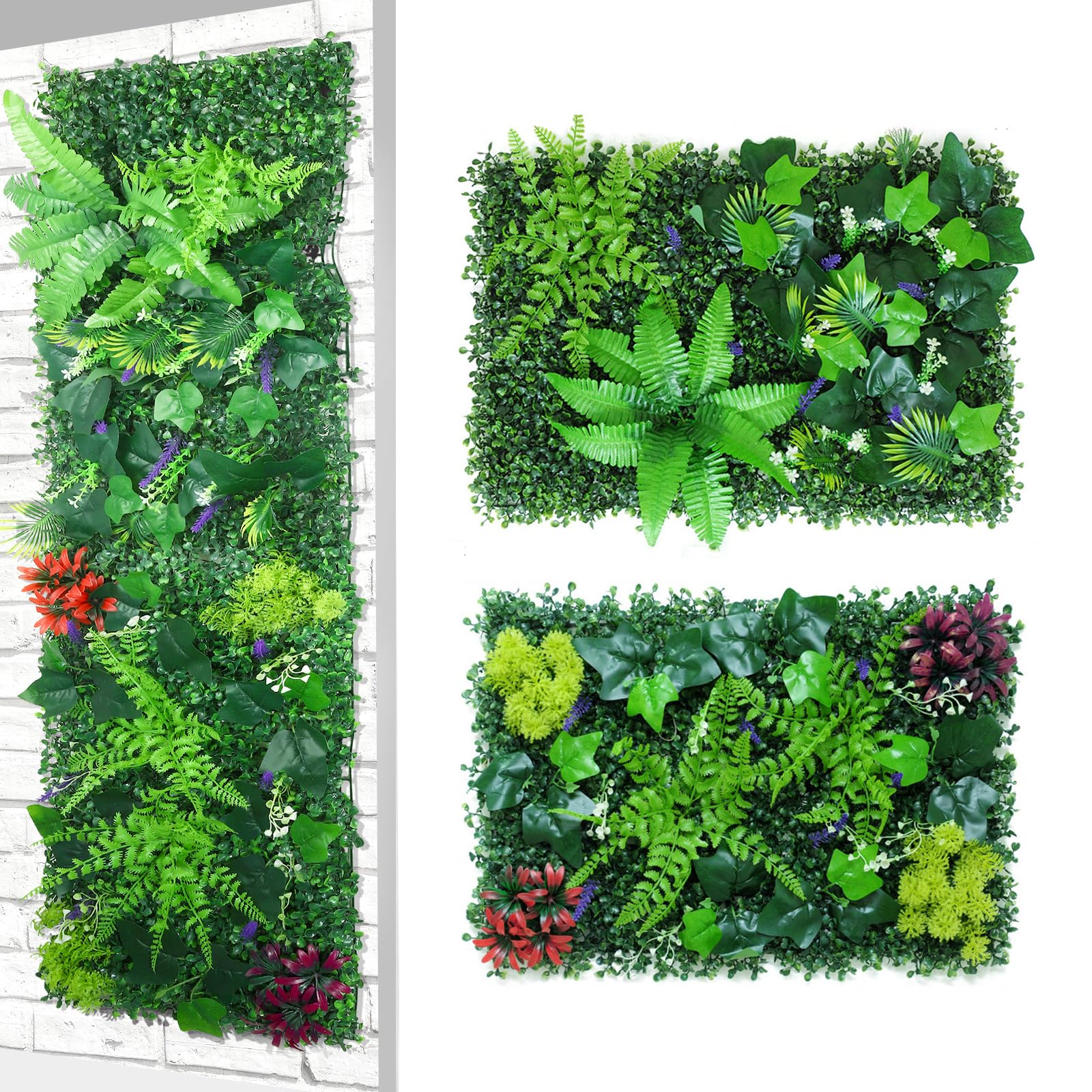 Lot de 2 Murs de Plantes artificielles 60 x 40 cm