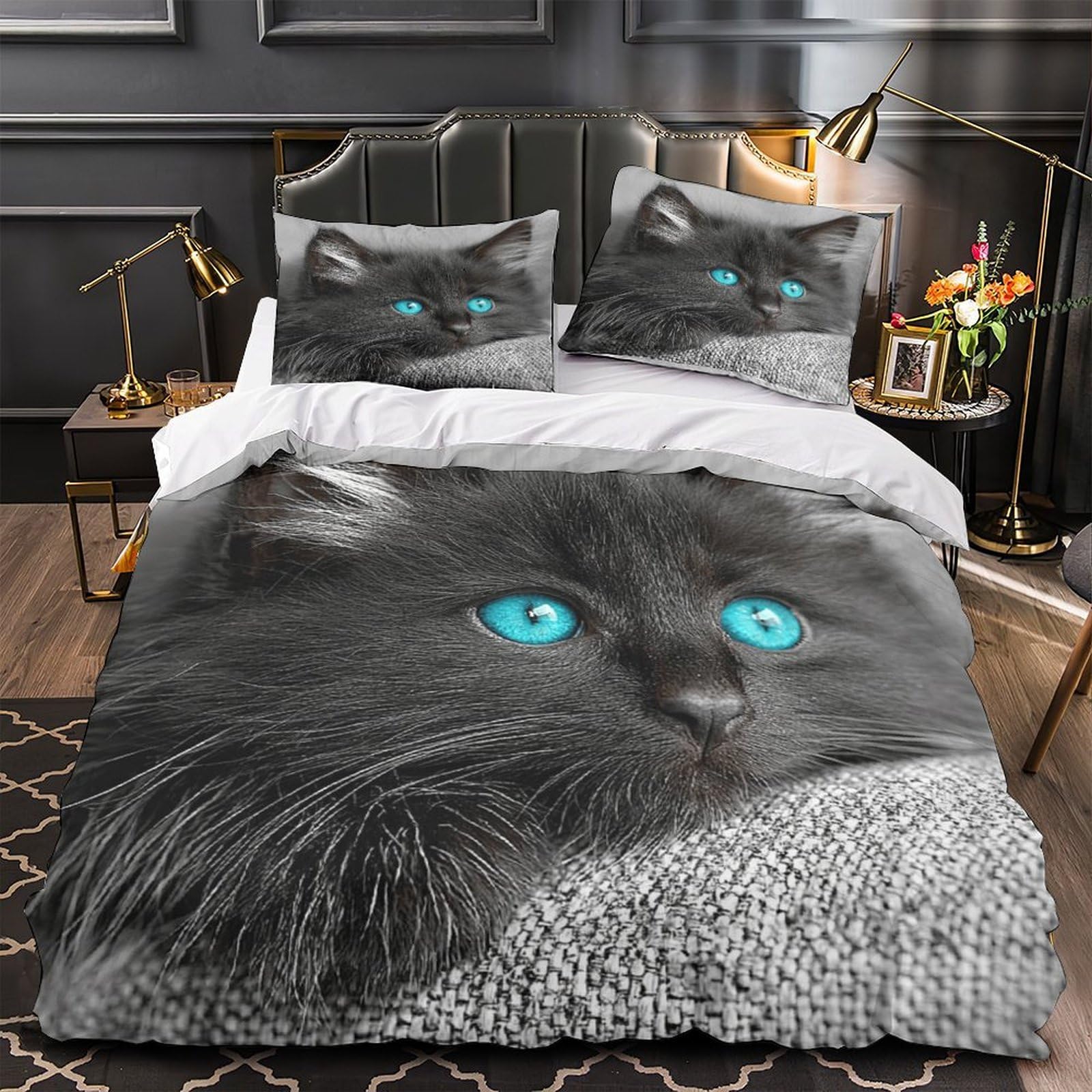 Housse de couette corbeaux noirs 200x200 parure de lit microfibre 3D