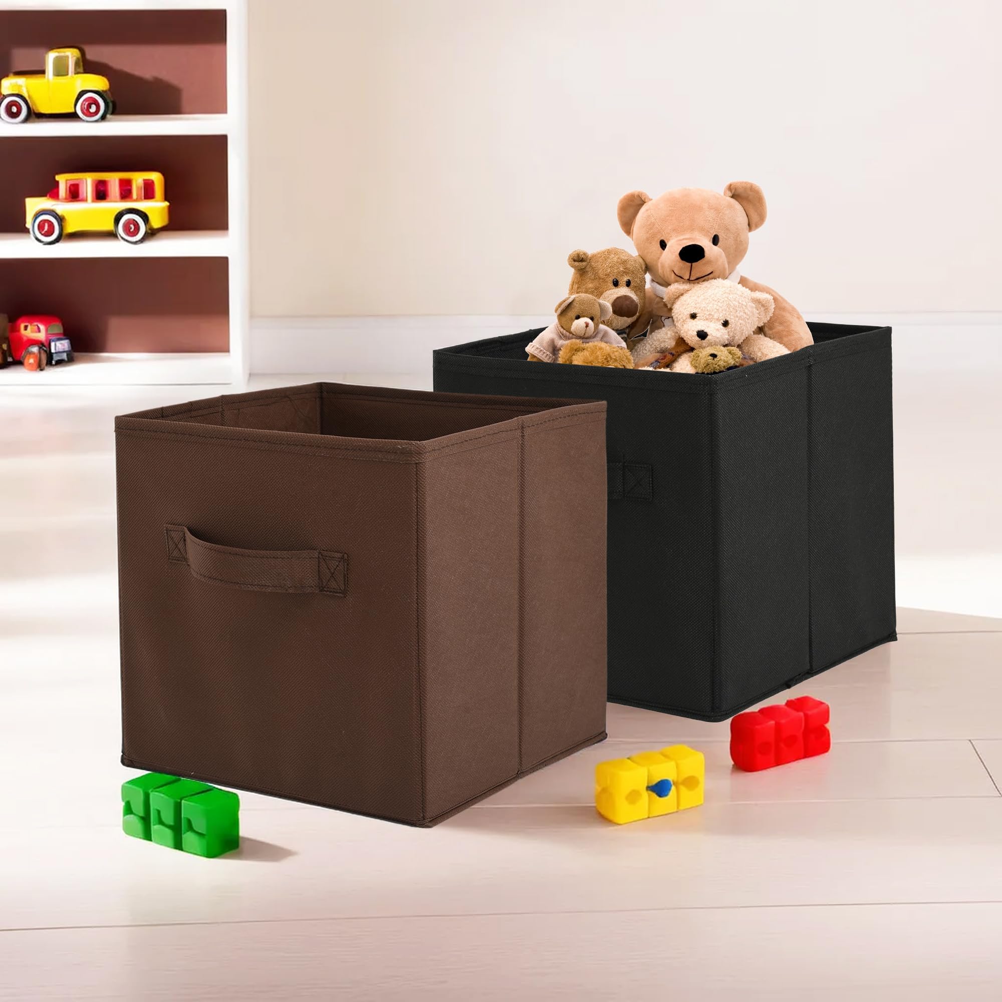 Kuber Industries (Pack of 2) Foldable Storage Box | Multipurpose Storage Organizer For Clothes | Plain Wardrobe Organizer for Book, Stationary & Toys | 11 Inch | Black & Brown