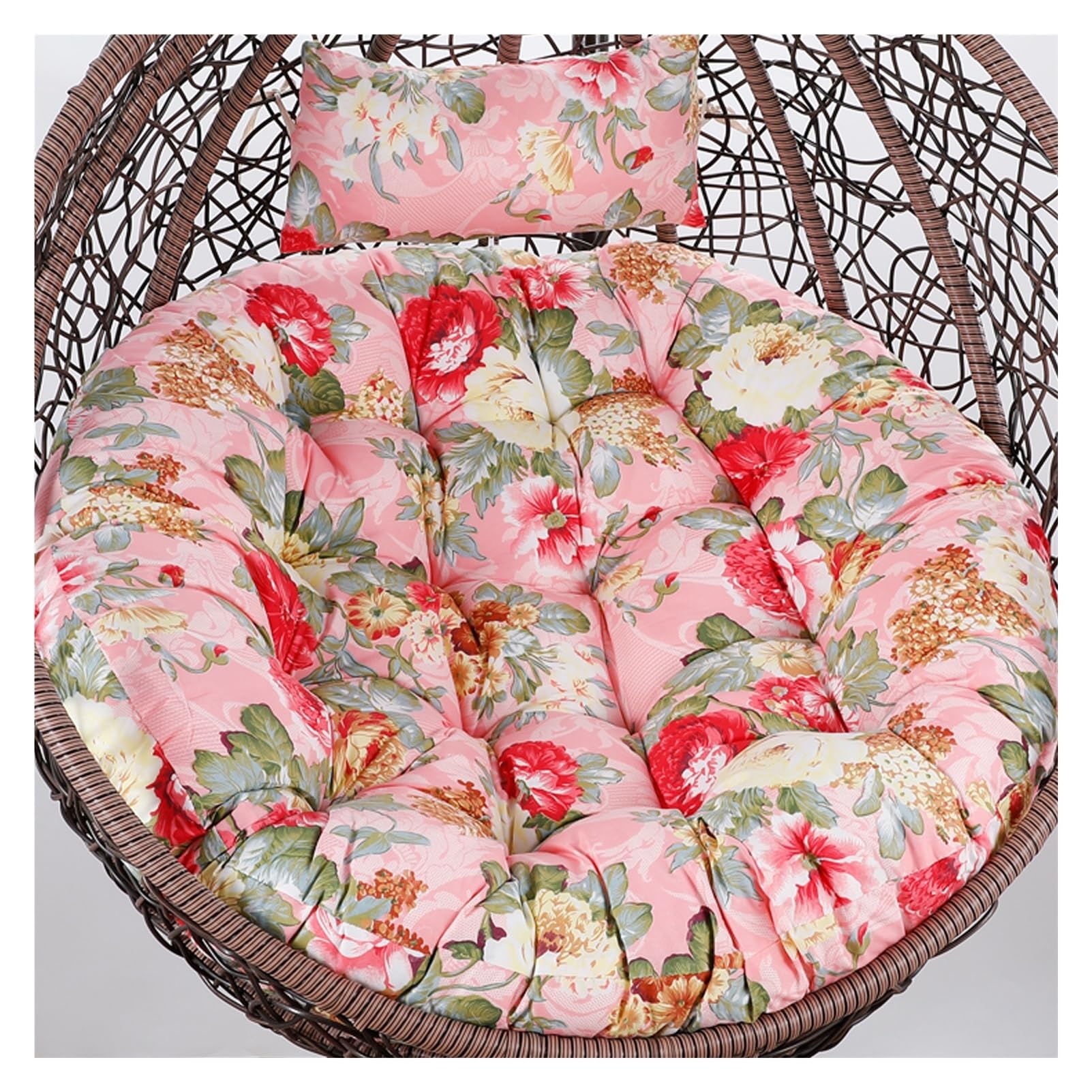 Indoor Egg Chair Cushion Replacement, Hanging Egg Chair Cushion with Pillow,Swing Chair Cushion, Hanging Basket Seat Cushion with Filling Cotton for Garden Patio Outdoor(Color 24,Diameter 120cm)