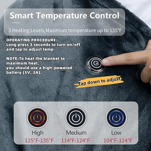 Miniatura 4 de Manta térmica eléctrica, 35 x 60 pulgadas, ultra suave, acogedora, de calentamiento rápido, con 3 niveles de calefacción y protección contra