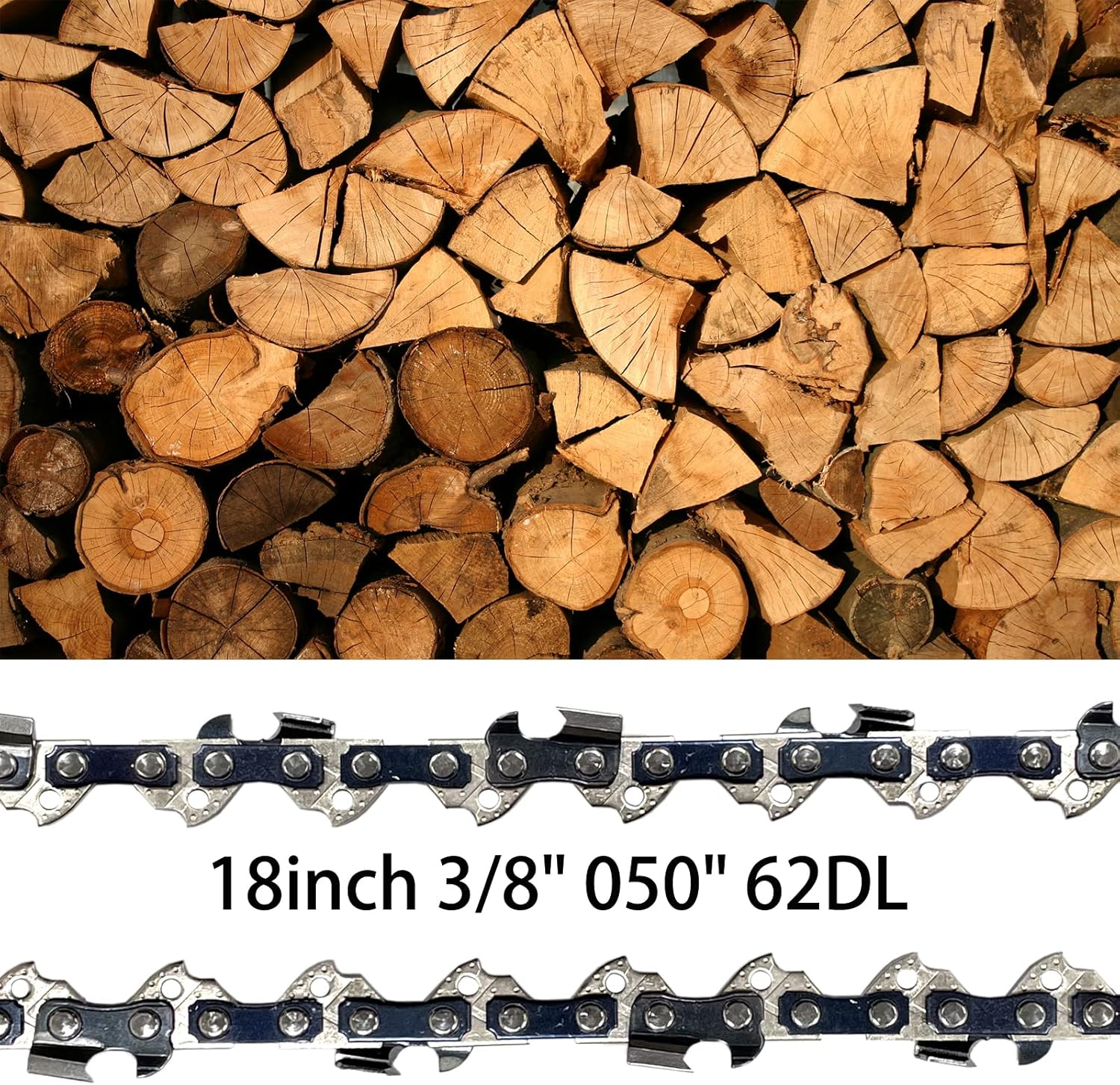 2PC 18 Inch Chainsaw Chain for Oregon CS1500, 18" Chain Replacement for EGO CS1804 CS1800-3/8" Pitch .050" Gauge 62 Drive Links
