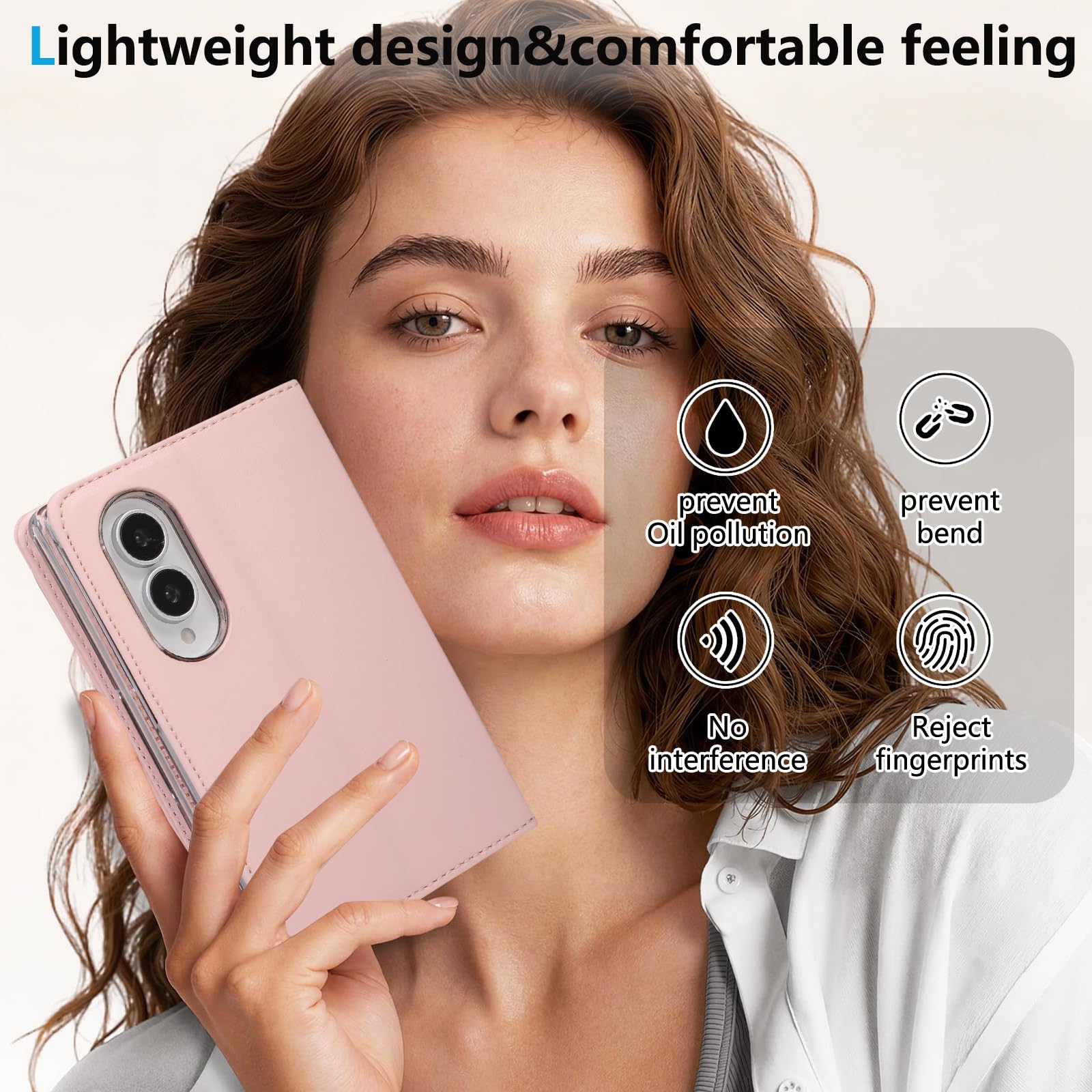 Custodia Portafoglio Per Samsung Galaxy Z Fold 8, Flip Libro Pelle Cover | Blocco RFID Pieghevole Funzione Supporto Protezione Completa Guscio,Bianca,Fold 8