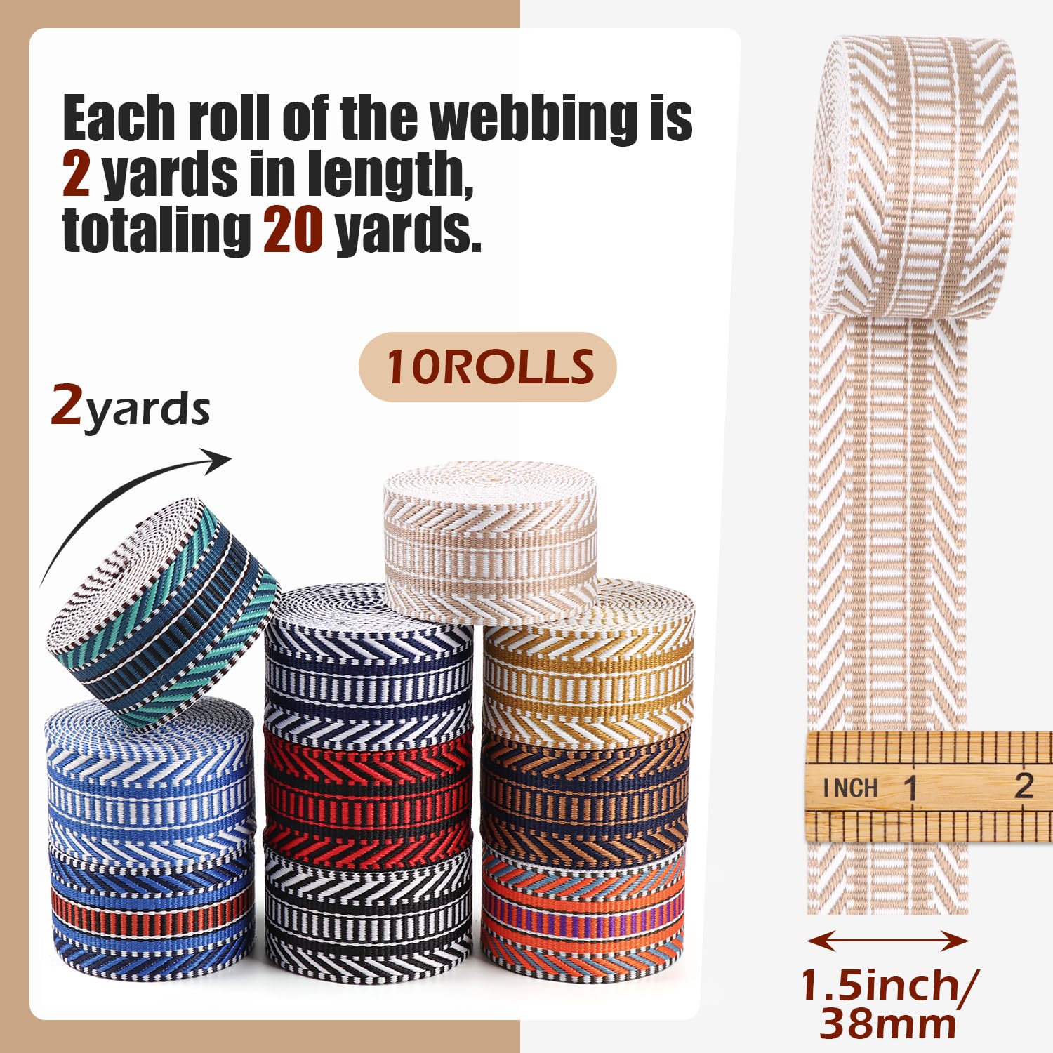 1.5" Jacquard Webbing - 20 Yards for Bags & Crafts -2