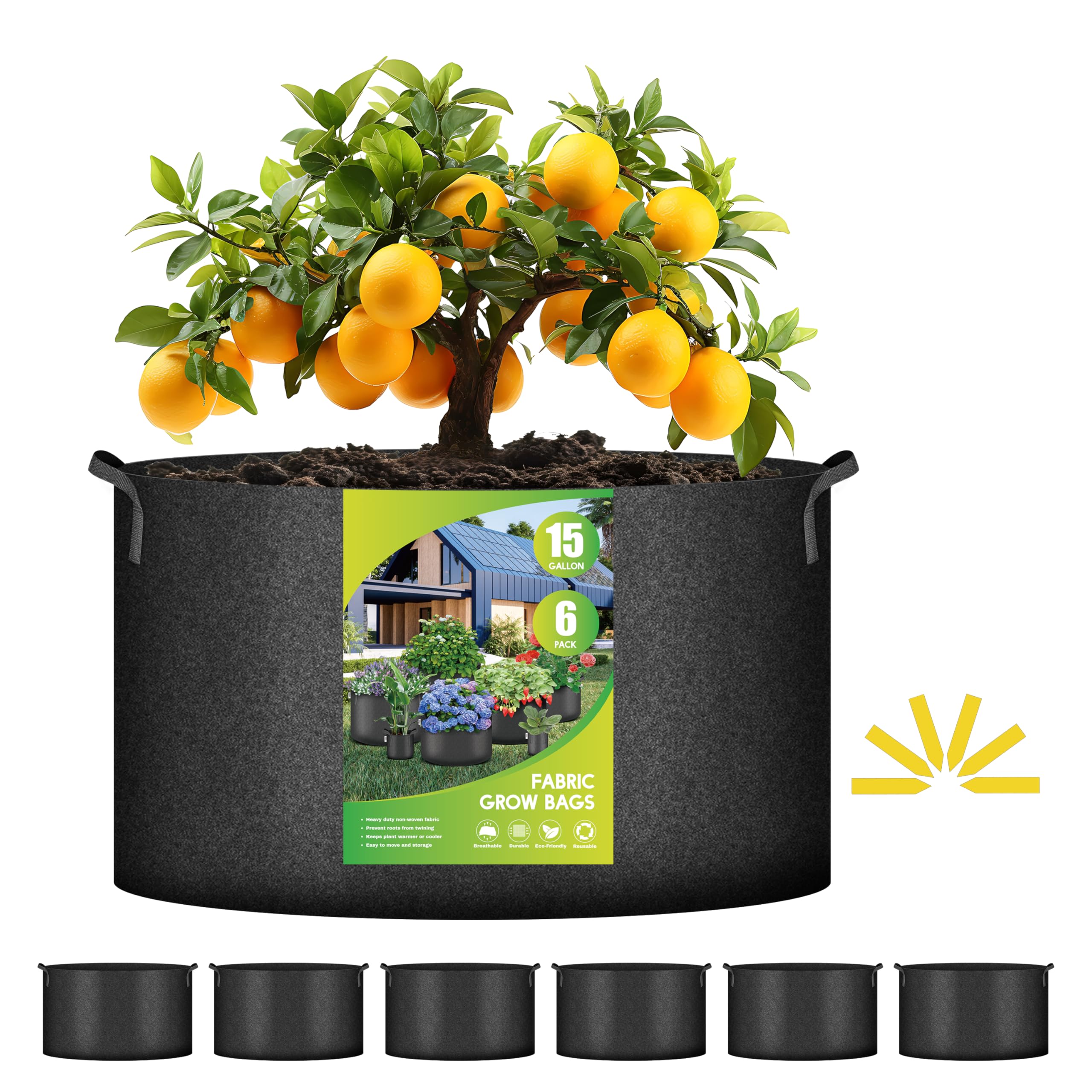 iPower 15 Gallon Fabric Pot 6-Pack