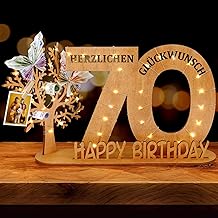 WAREHOUSE Original Birthday Gift Women & Men - Money Gifts Birthday with Wooden Sign Guest Book Birthday Decoration Birthday Numbers Wooden Sign Guests (70)
