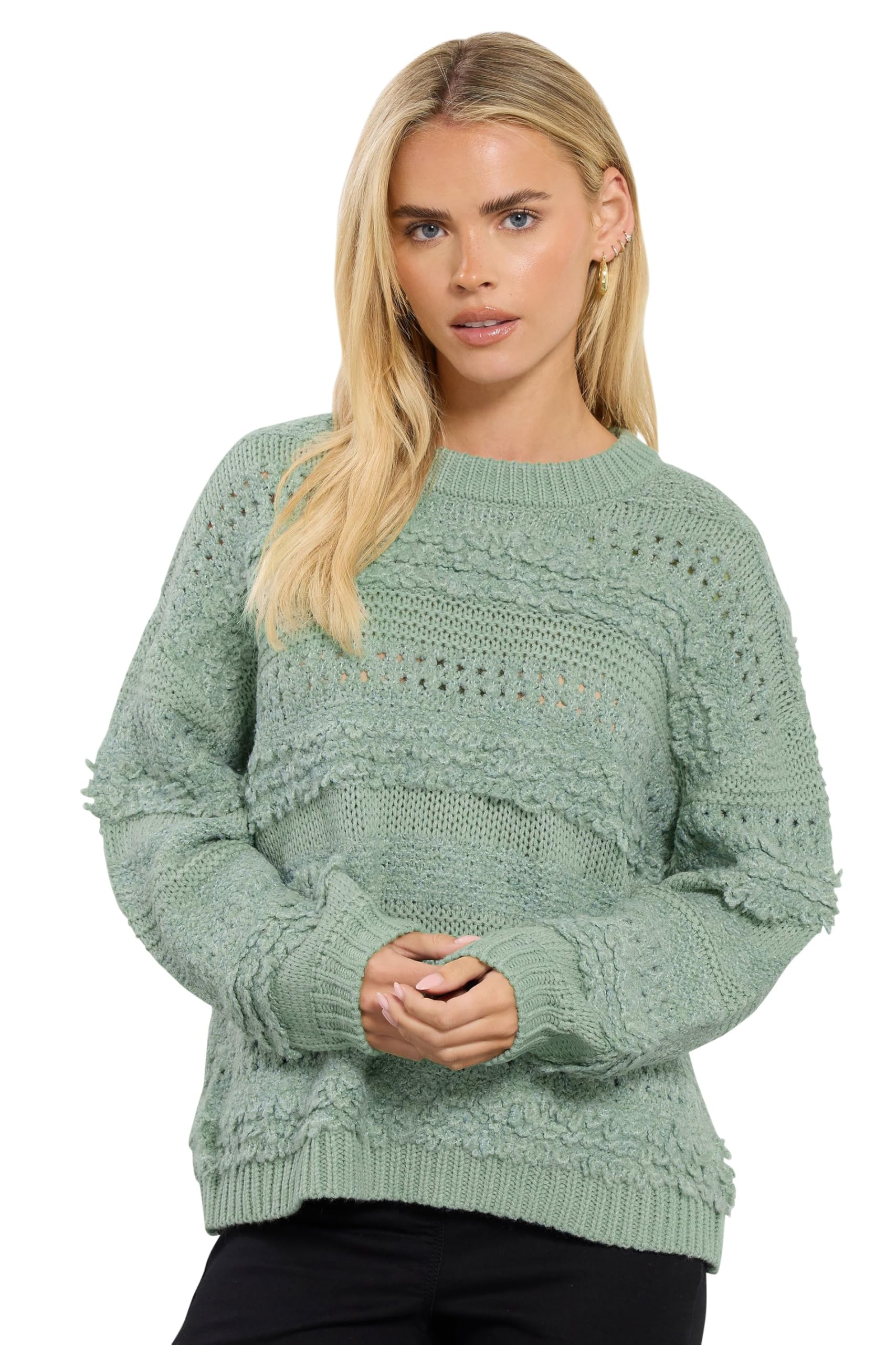 M&Co Petites Petite Sage Textured Boucle Knit Jumper - Women's Green