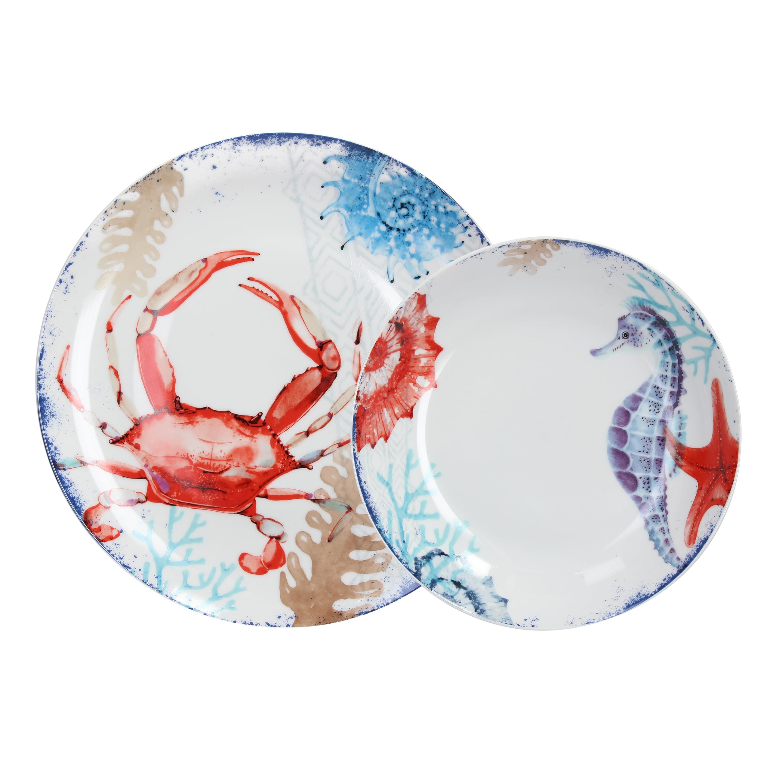 Tognana Aquarium, servizio piatti 12 pezzi (6 piatti piani + 6 piatti fondi), multicolor, porcellana