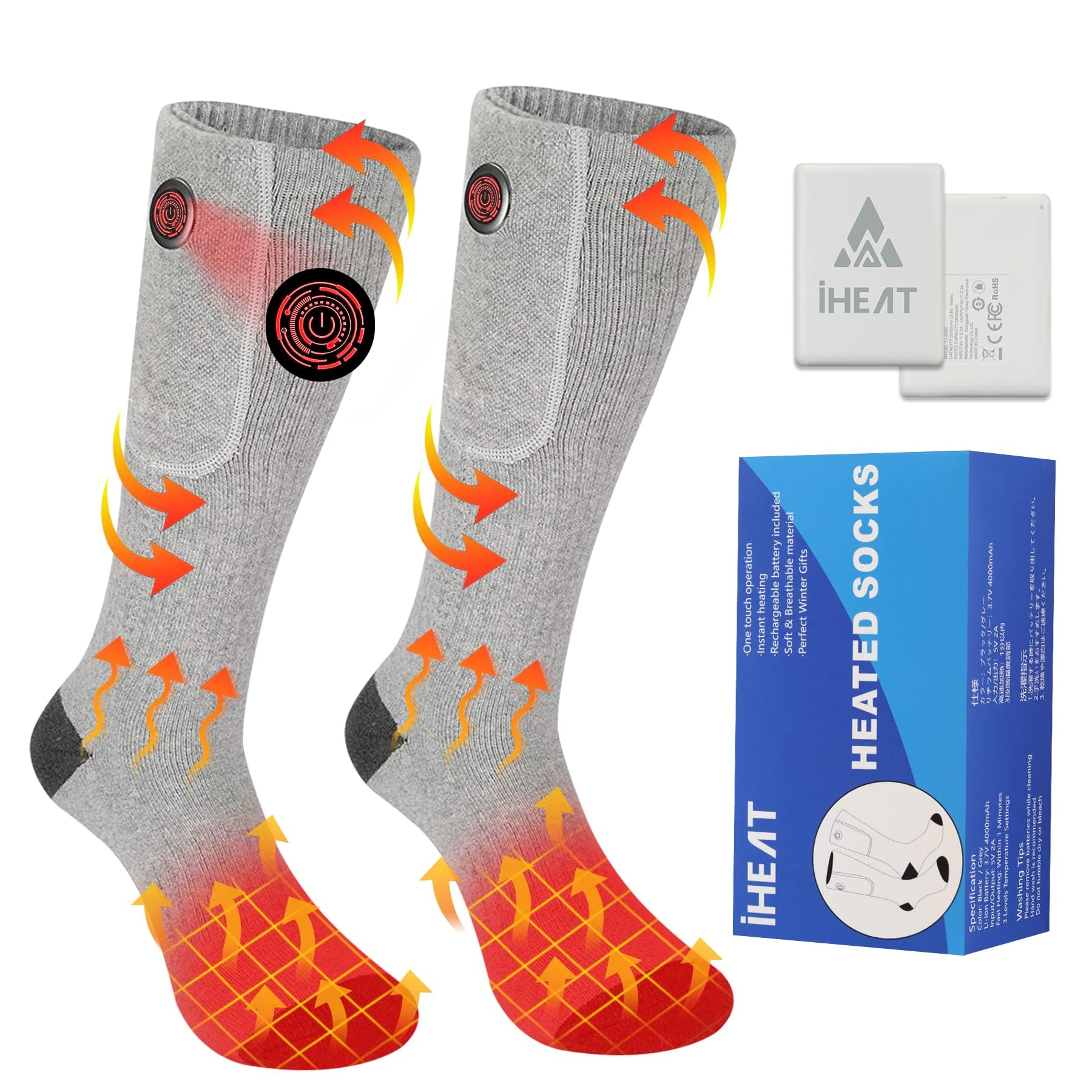 Heated Socks for Men Women, Upgraded Rechargeable Electric Heated Socks With 5000mAh&3 Heat Settings, Washable Cold Foot Warmers for Cycling Camping Hiking