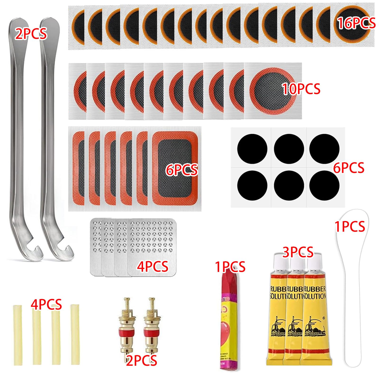 Kit Repara Pinchazos Bicicleta, Parches Bicicleta Autoadhesivos con Herramientas y Accesorios Bicicleta, Caja Compacta para Bicicletas de Montaña, Carretera y Eléctricas