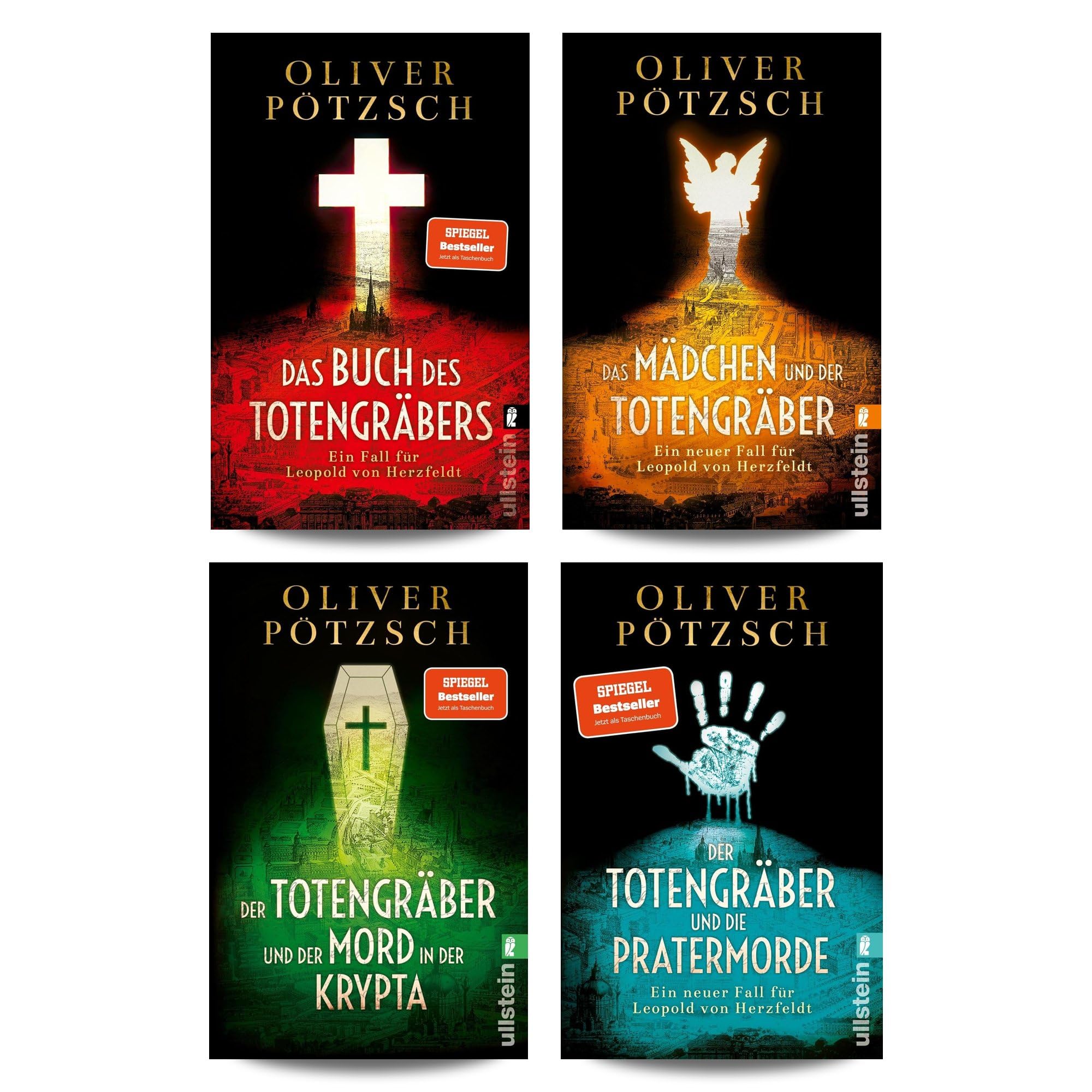 Oliver Pötzsch Totengräber Bücherset Band 1-4 - Das Buch des Totengräbers, Das Mädchen und der Totengräber, Mord in der Krypta & Pratermorde - Krimi aus Wien, Jahrhundertwende - mit exkl. Lesezeichen