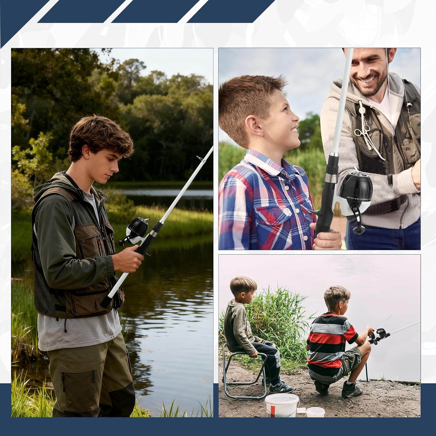 WIDDEN Kids Fishing Pole, Youth Fishing Rod and Reel Combo - Telescopic Portable Fishing Pole with Tackle Box Bag Starter Anglers Set, Fishing Gear Kit for Boys Girls Teens Age 5-18 and Beginners